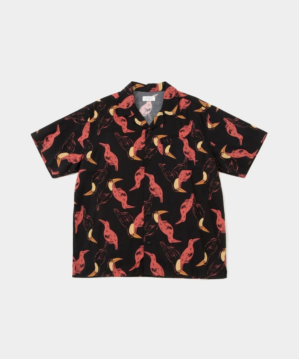 Canty Open Collar Bird Printed SS Shirt | Saturdays NYC Japan