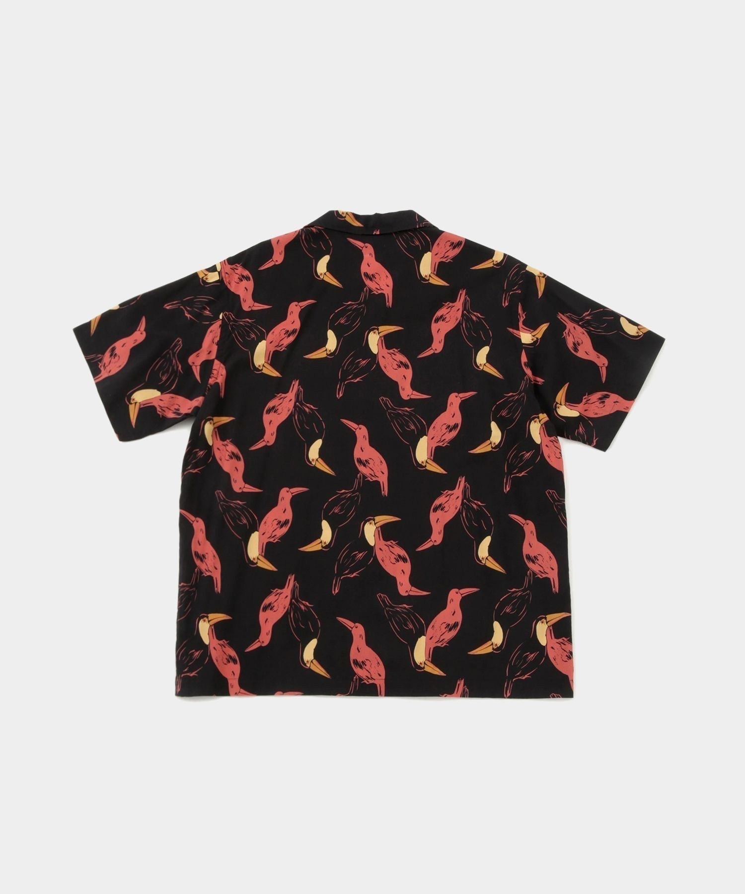Canty Open Collar Bird Printed SS Shirt