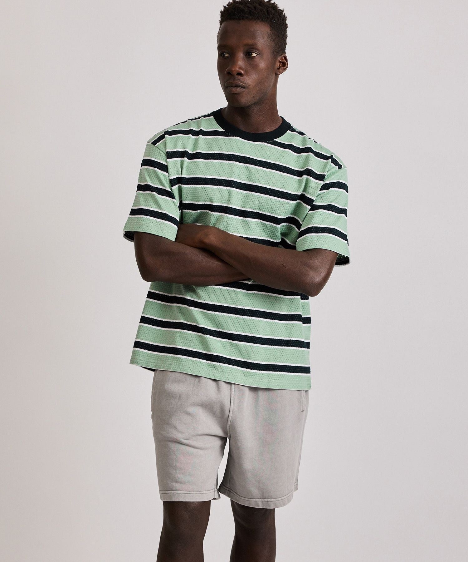 Mesh Border Stripe SS Tee