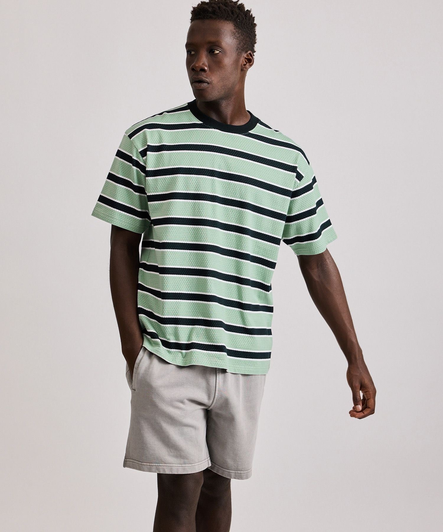Mesh Border Stripe SS Tee