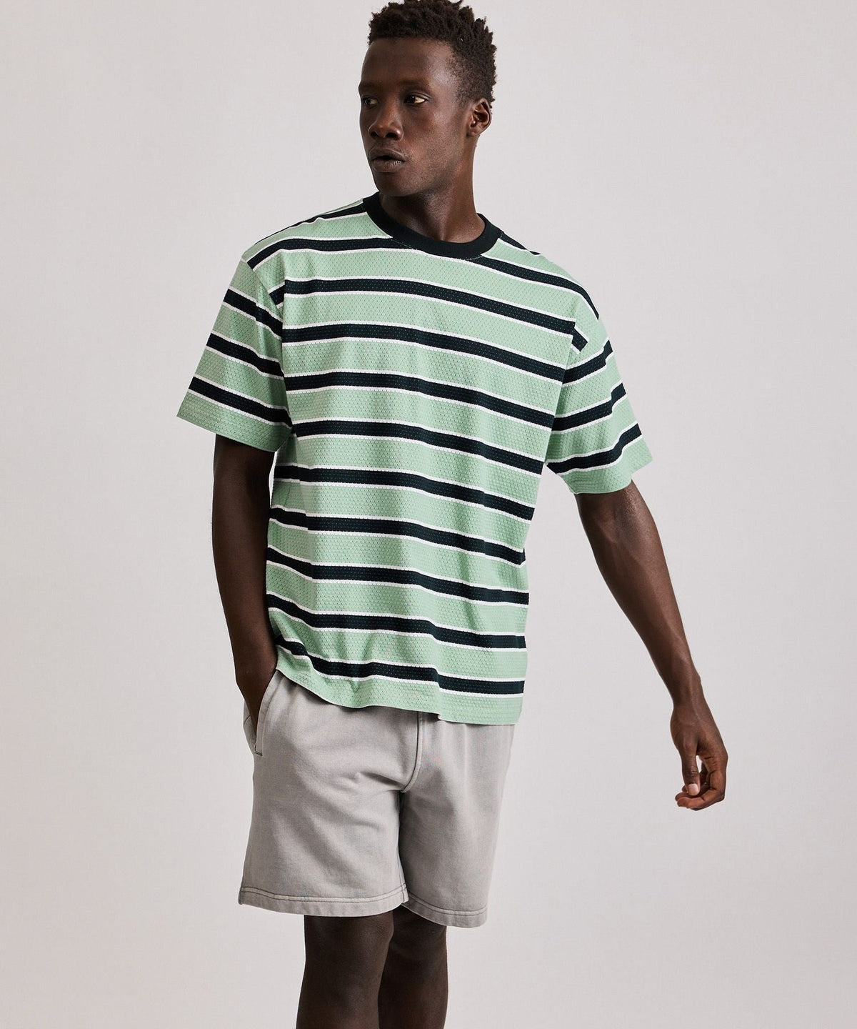 Mesh Border Stripe SS Tee