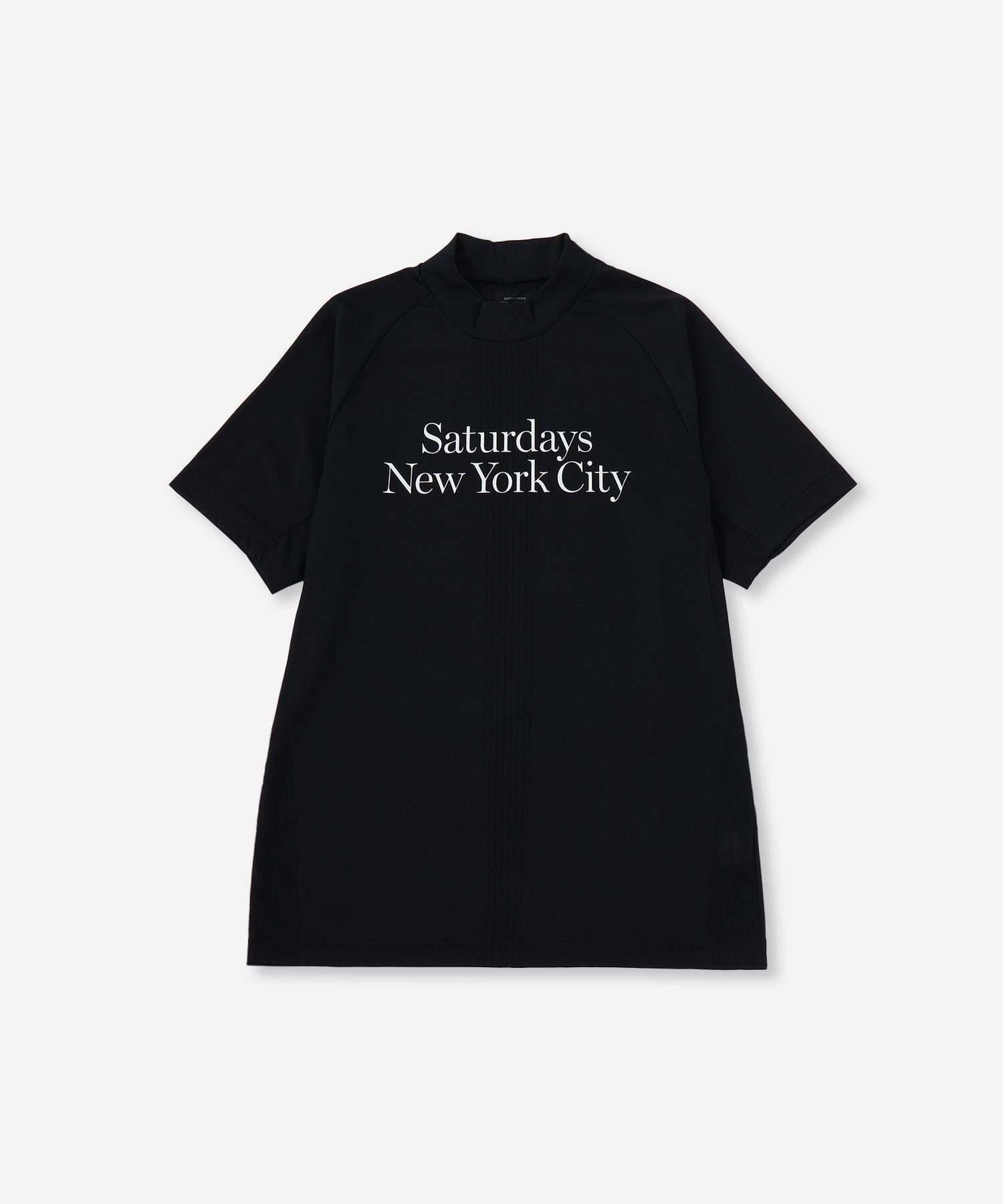 Mesh Jacquard SS Mock Neck