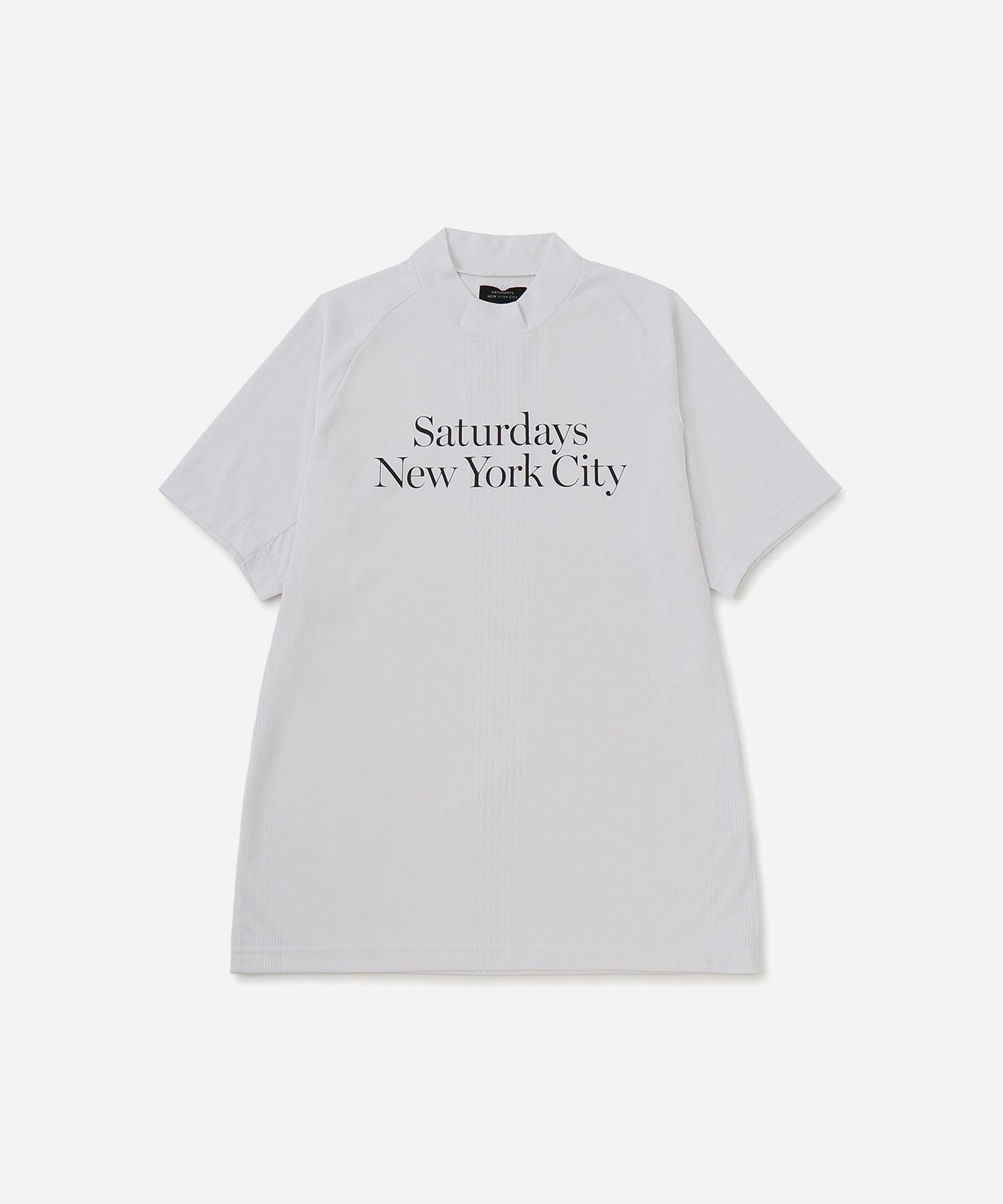 Mesh Jacquard SS Mock Neck