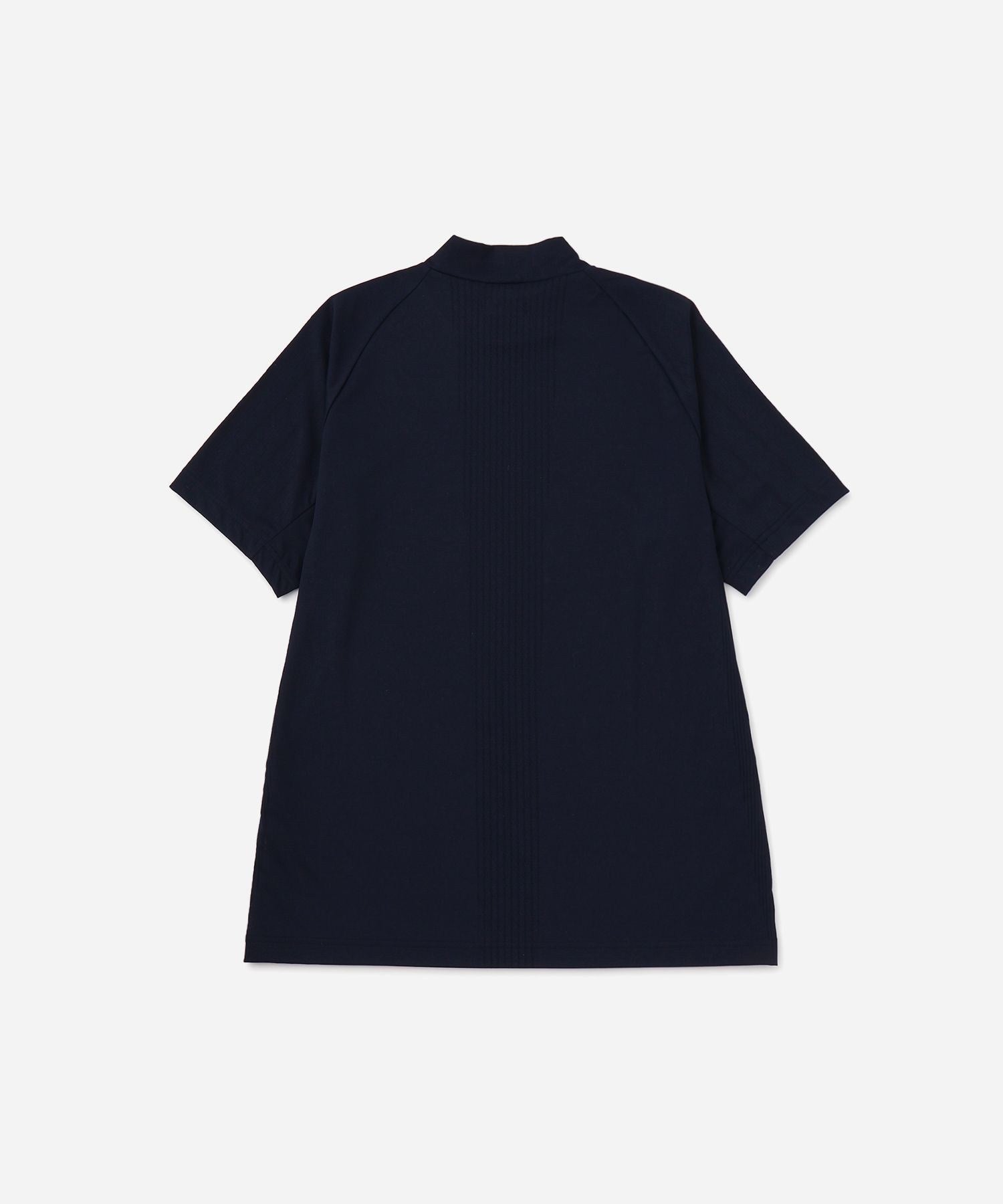 Mesh Jacquard SS Mock Neck