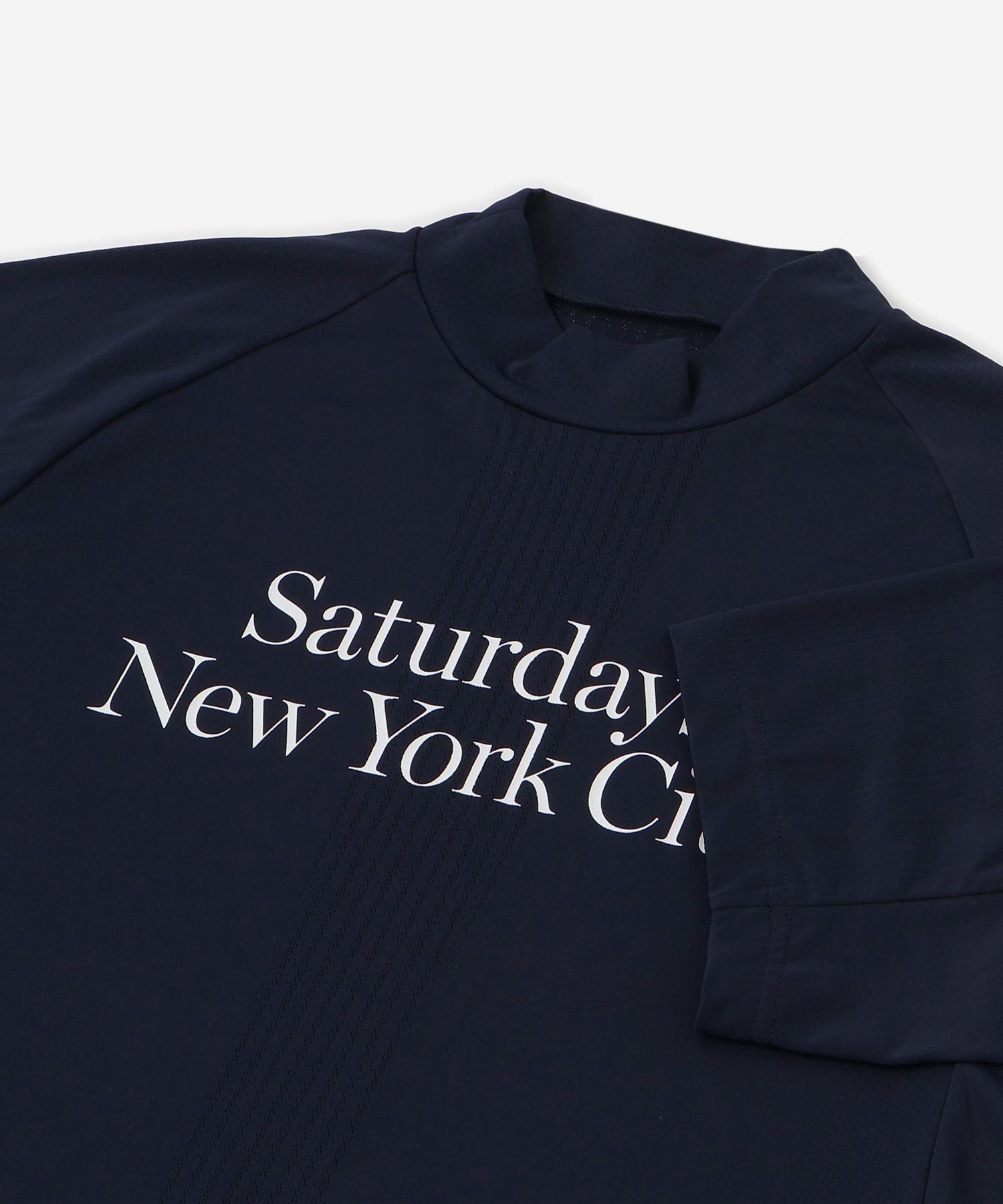Mesh Jacquard SS Mock Neck