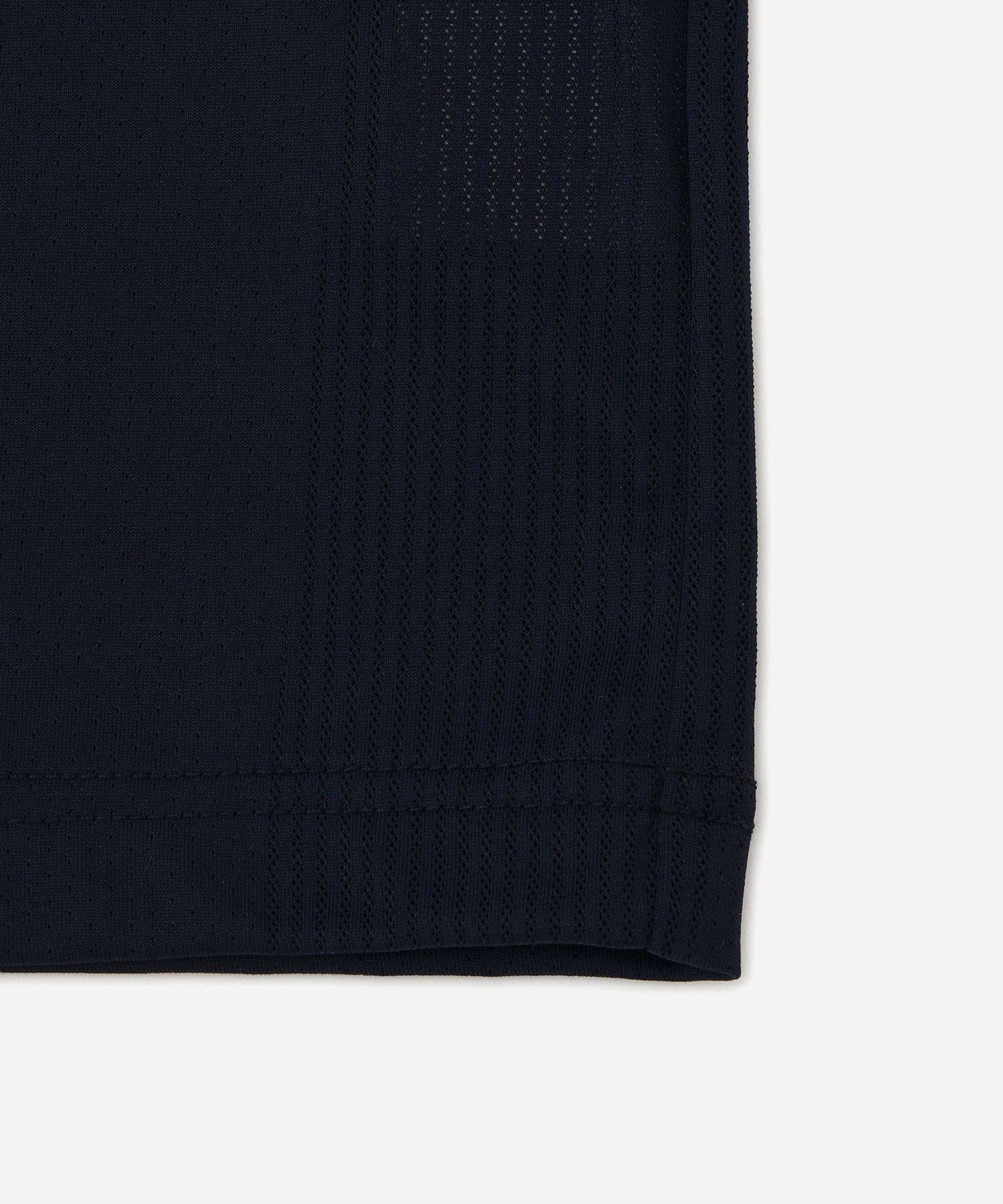 Mesh Jacquard SS Mock Neck