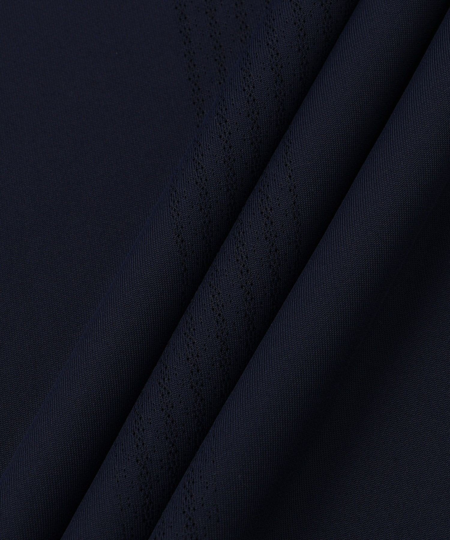 Mesh Jacquard SS Mock Neck