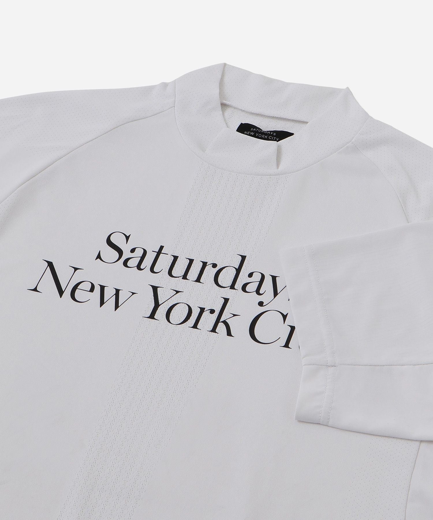 Mesh Jacquard SS Mock Neck