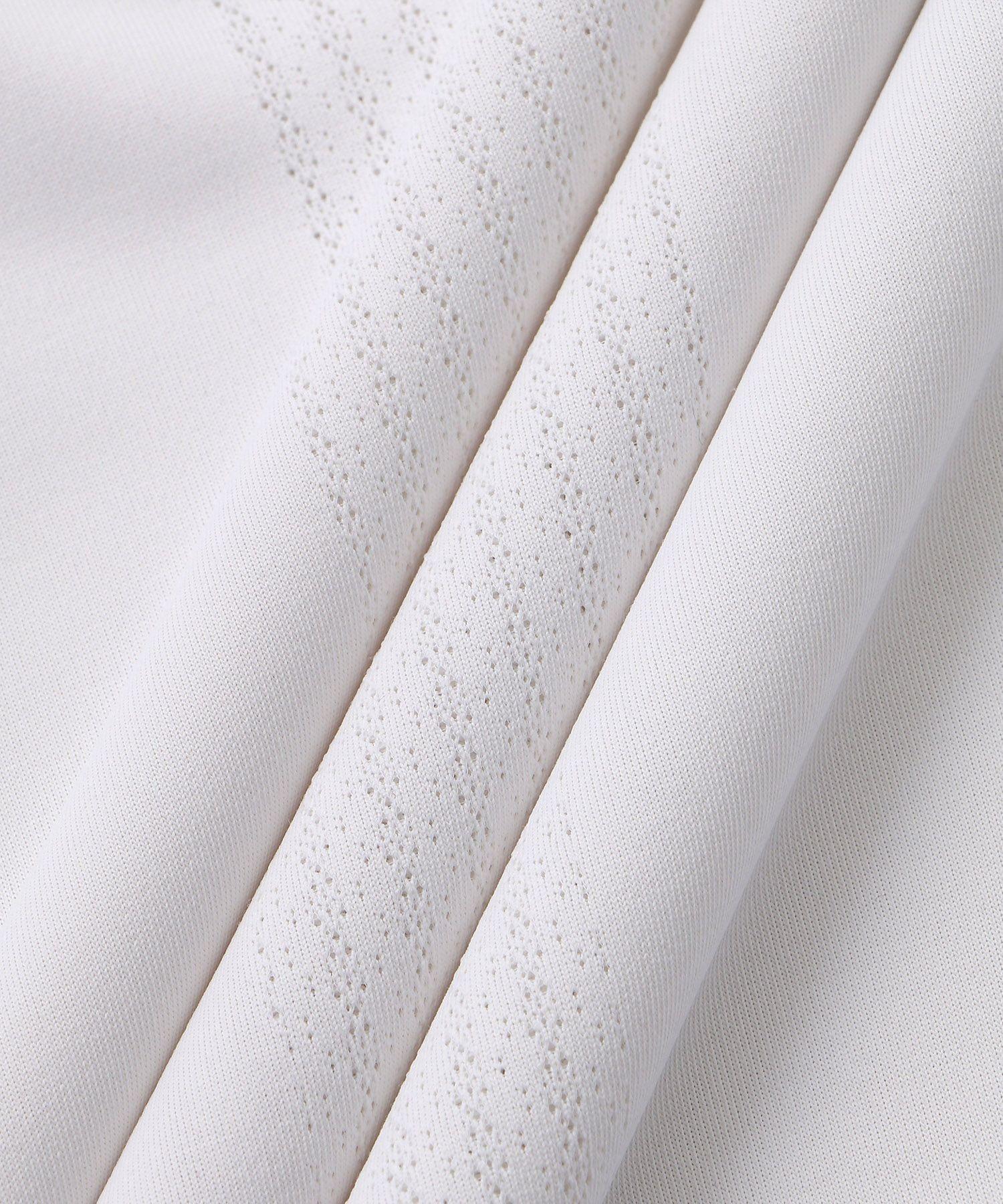 Mesh Jacquard SS Mock Neck