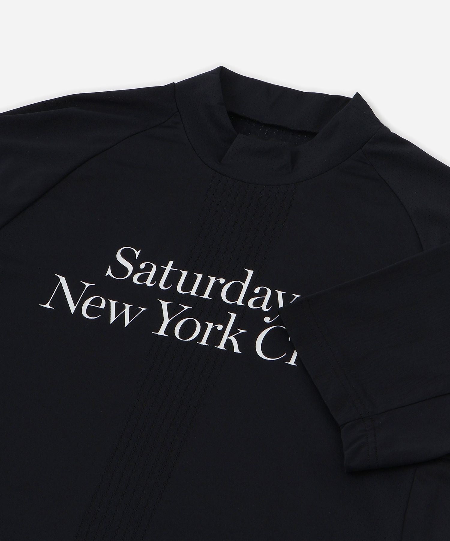 Mesh Jacquard SS Mock Neck