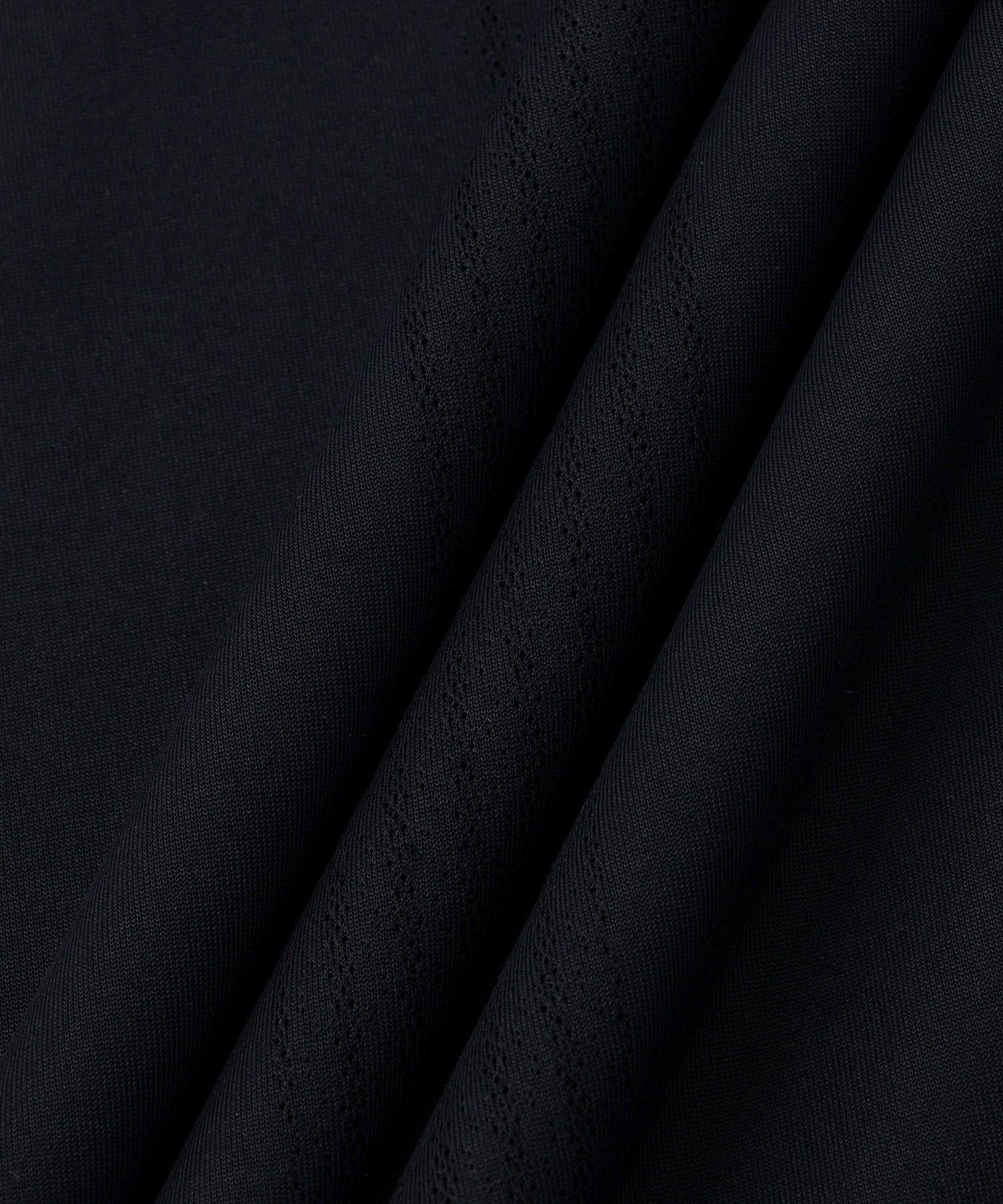 Mesh Jacquard SS Mock Neck