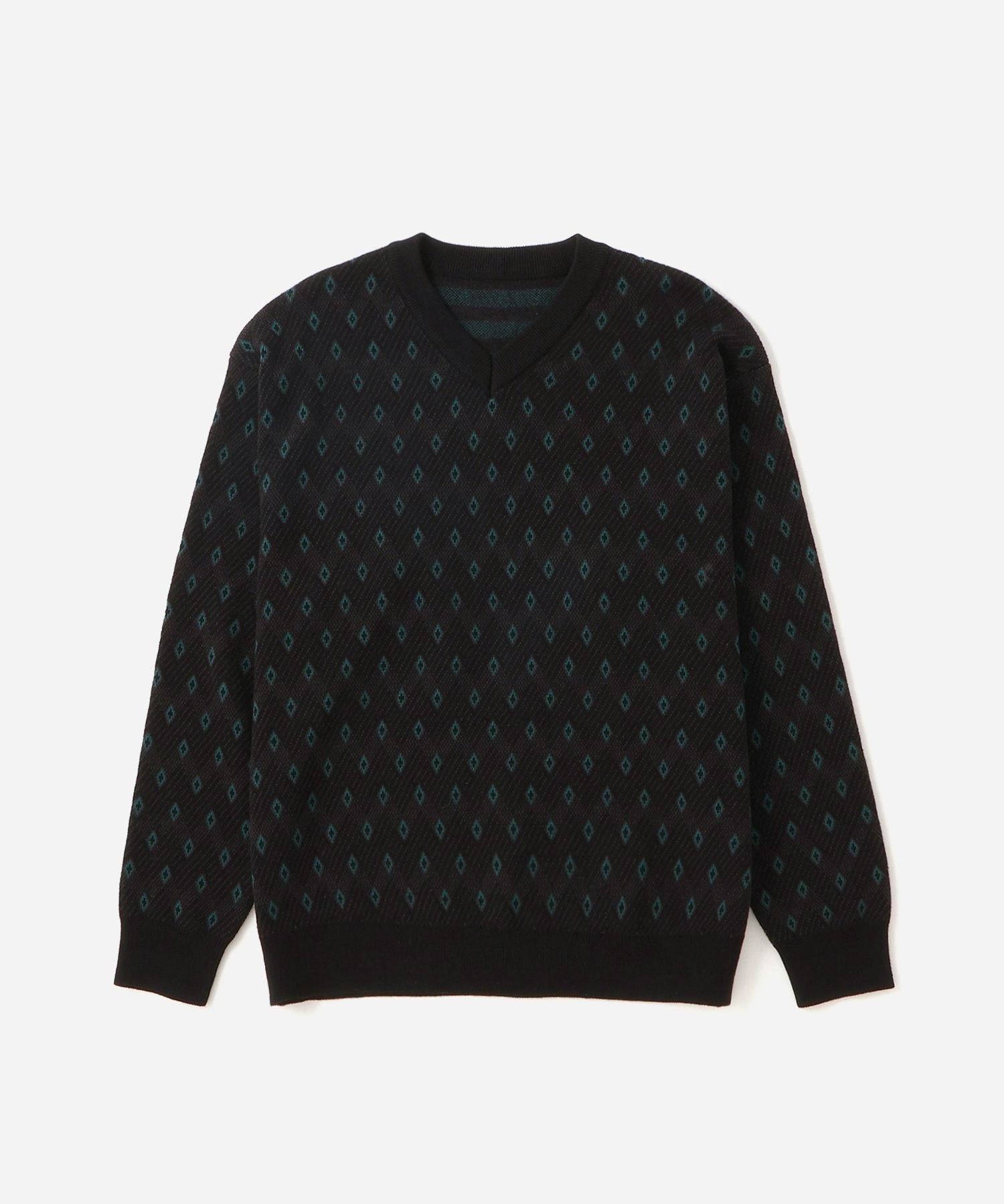 Charles Jacquard Vneck Sweater