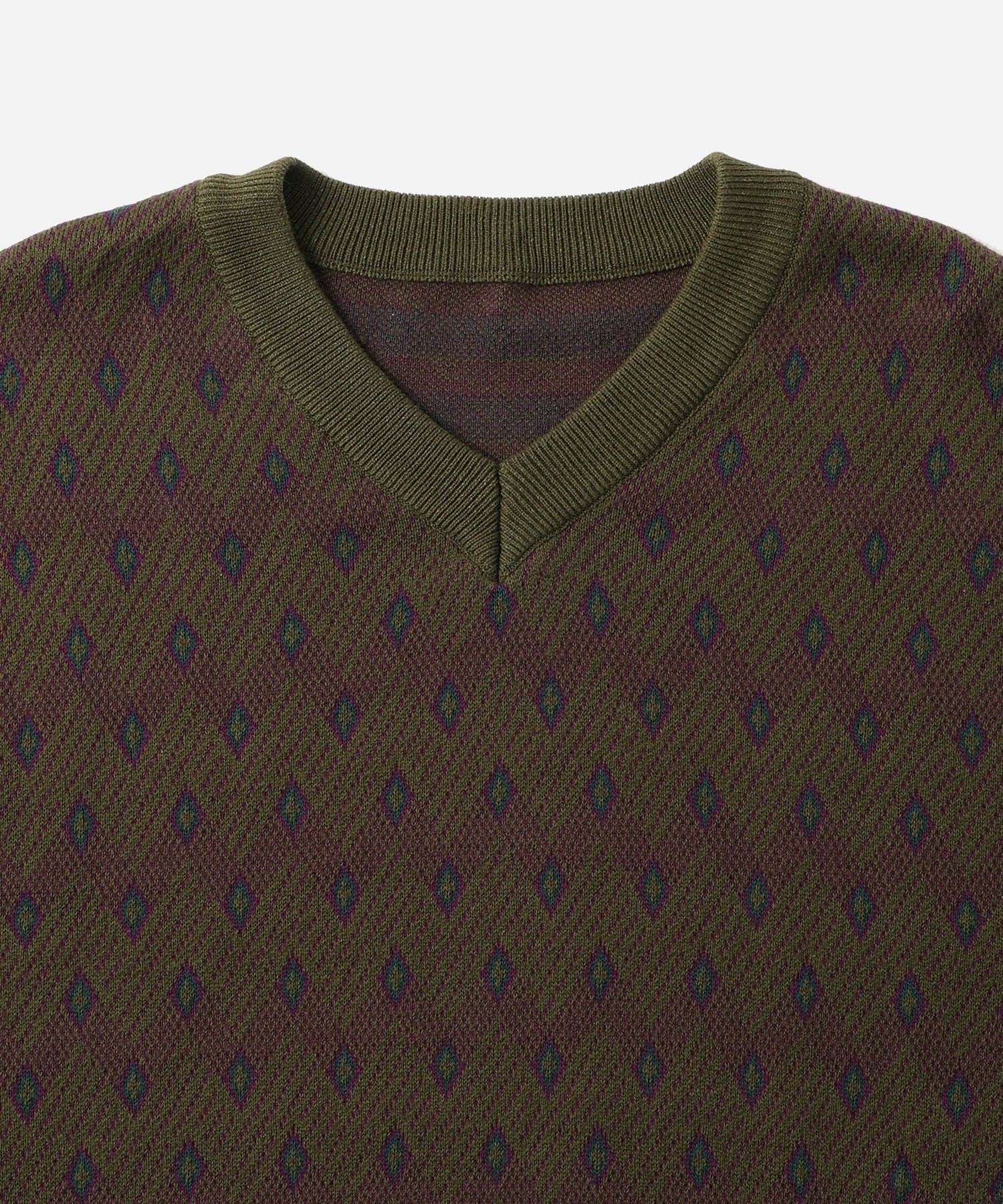 Charles Jacquard Vneck Sweater