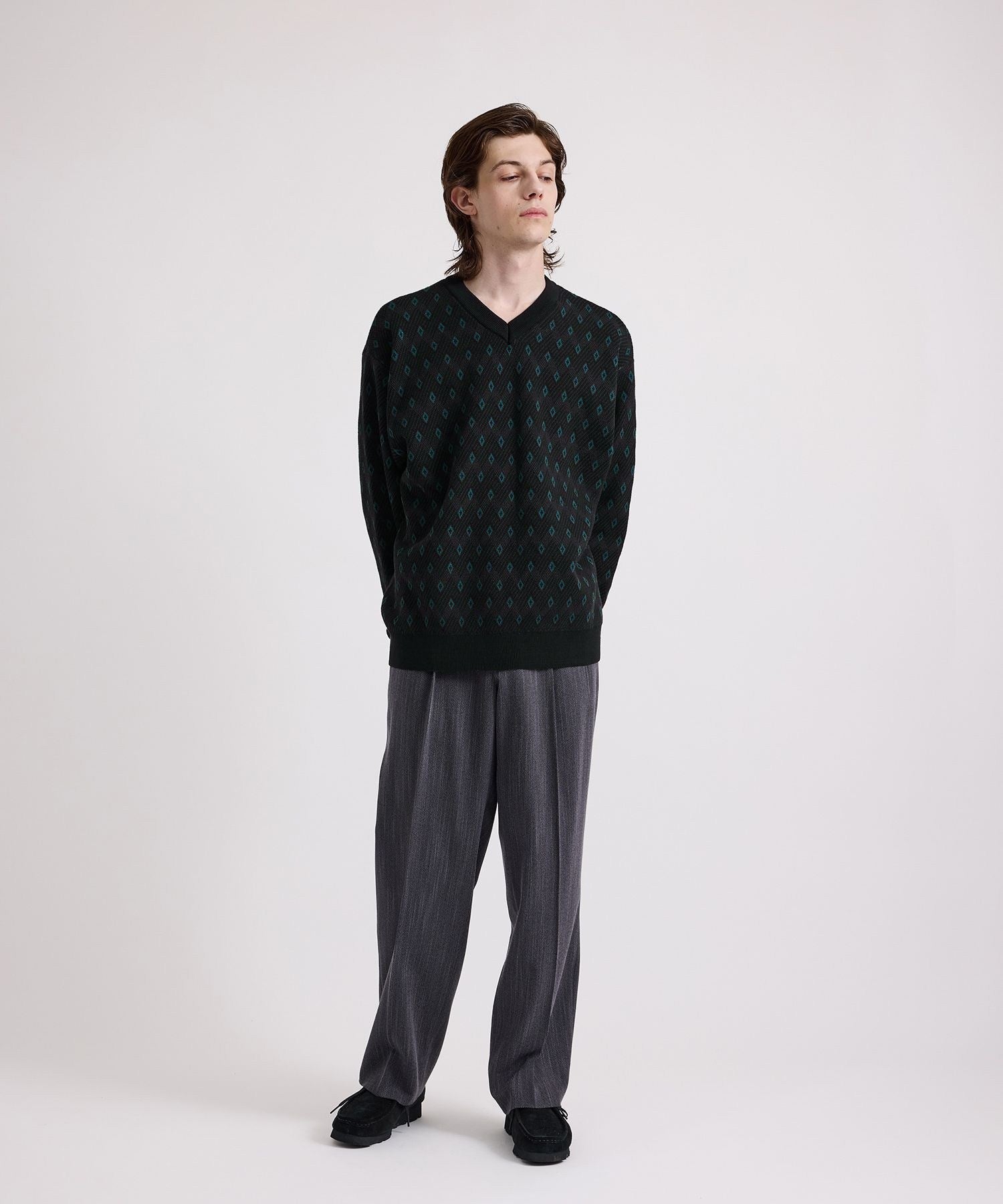 Charles Jacquard Vneck Sweater