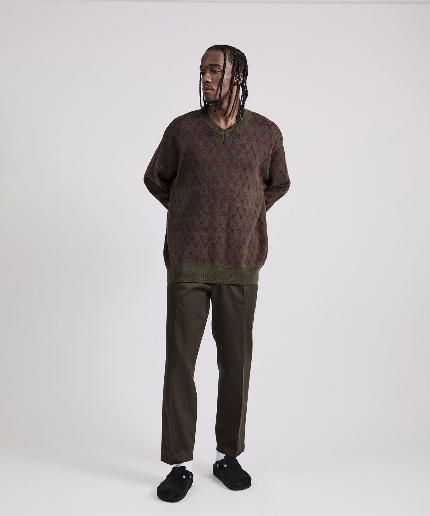 Charles Jacquard Vneck Sweater