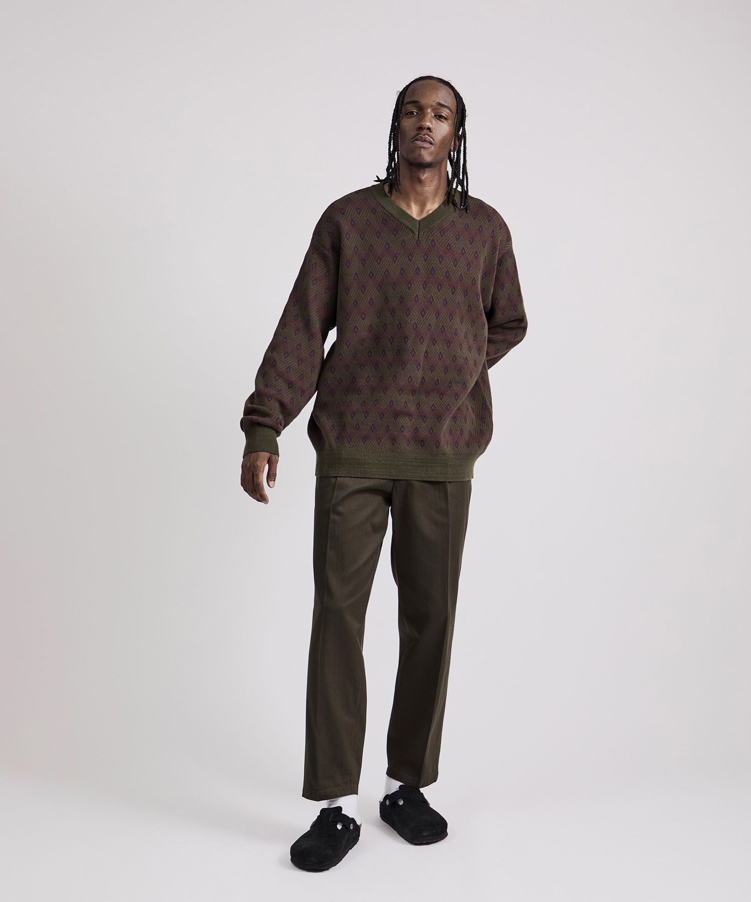 Charles Jacquard Vneck Sweater