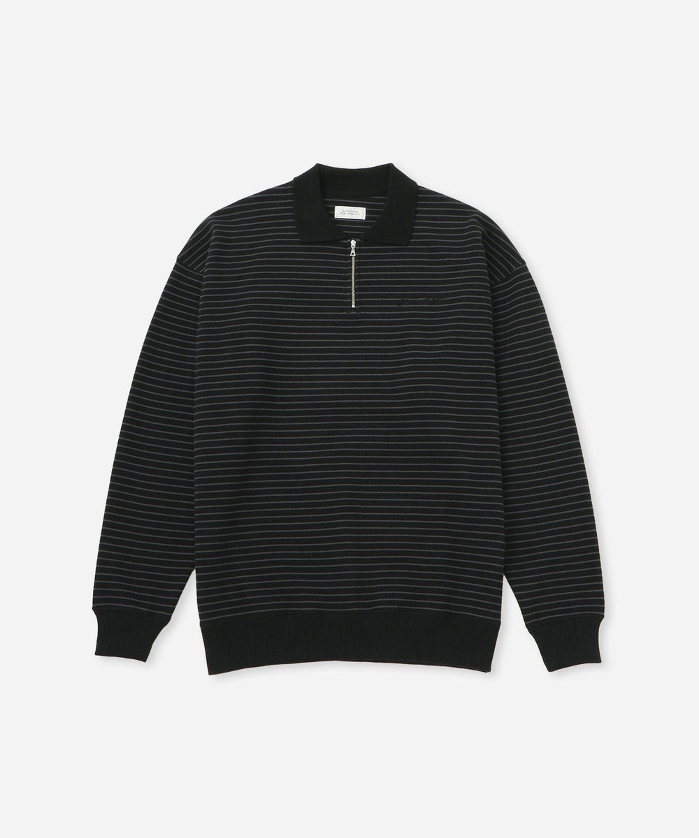 Ryo Stripe Half Zip Polo Sweatshirt | Saturdays NYC Japan