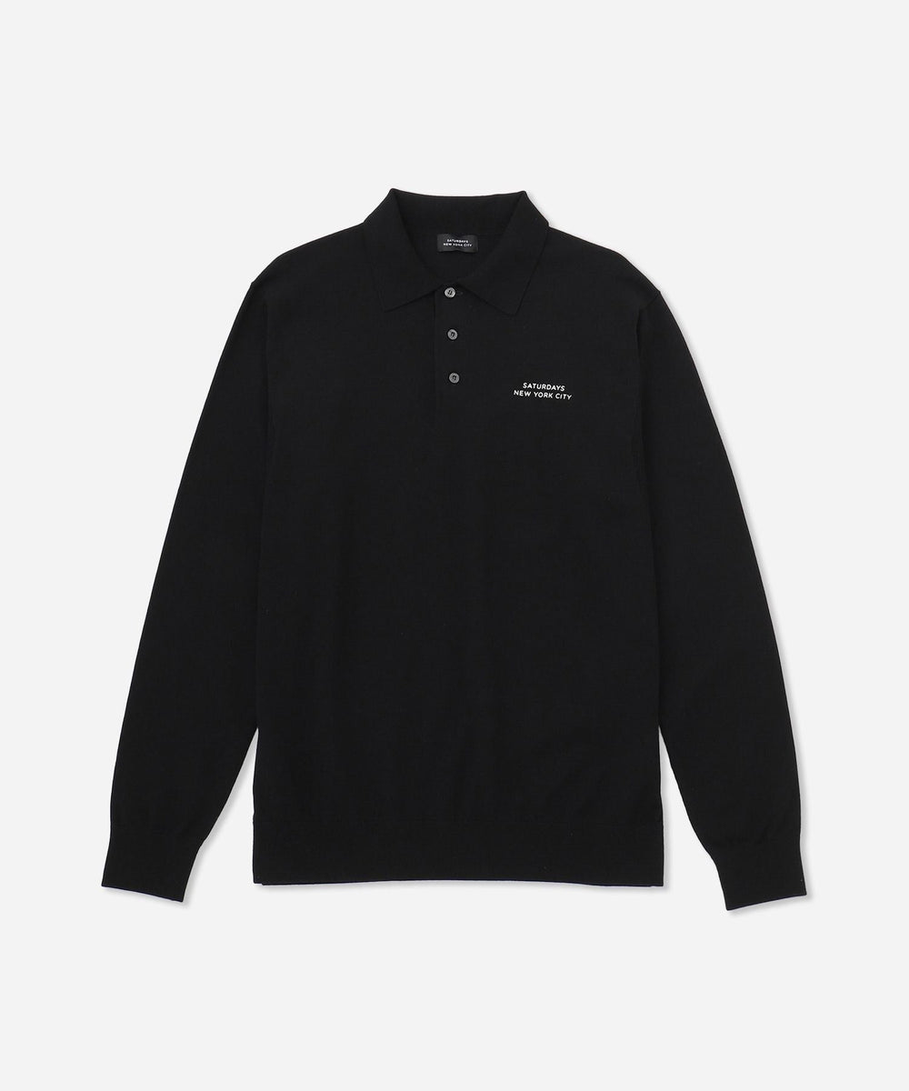 新品 Saturdays New York City ポロシャツ ブラック M LS Knit Polo | Saturdays NYC Japan
