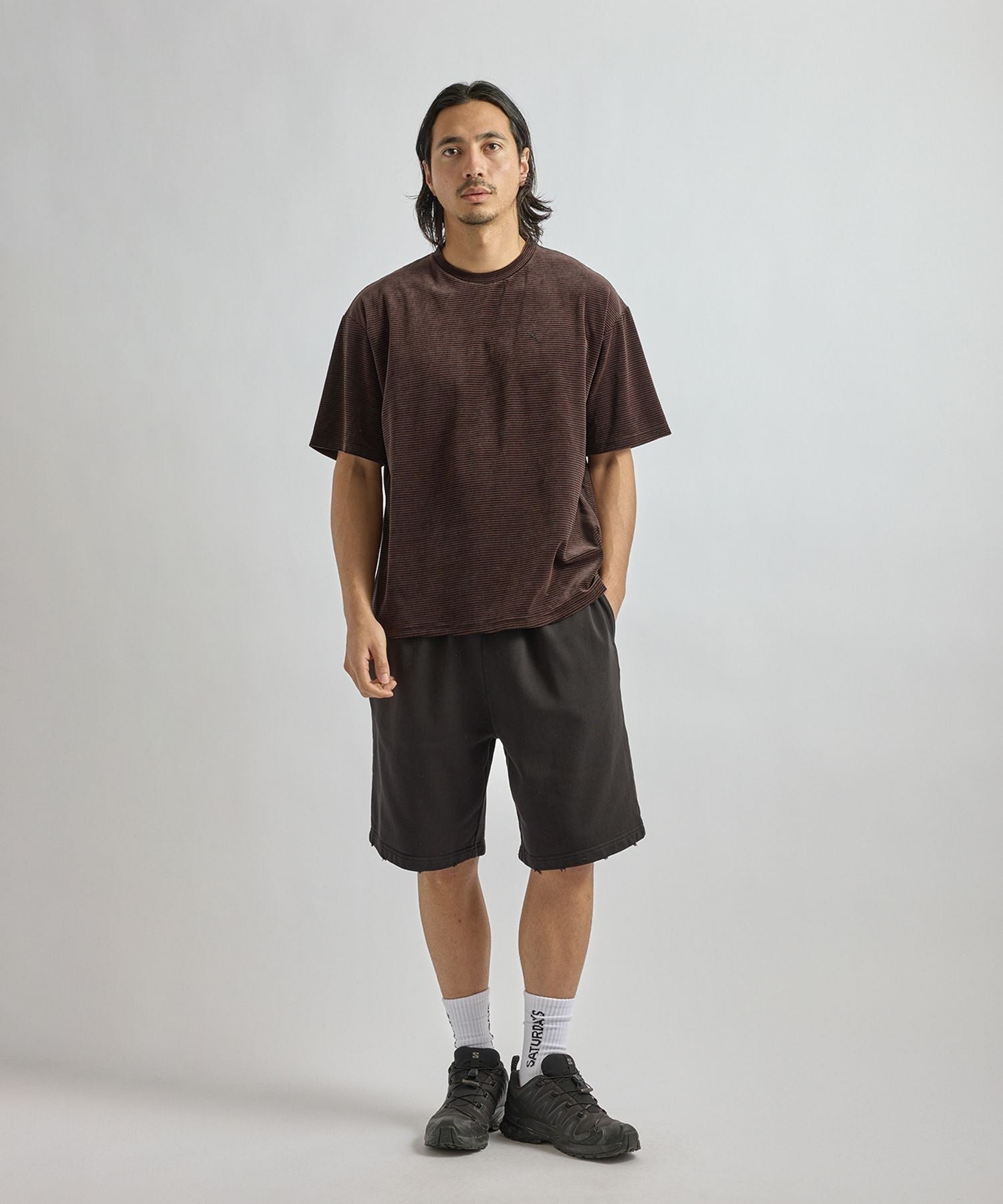 Velour Stripe Relaxed SS T-Shirt