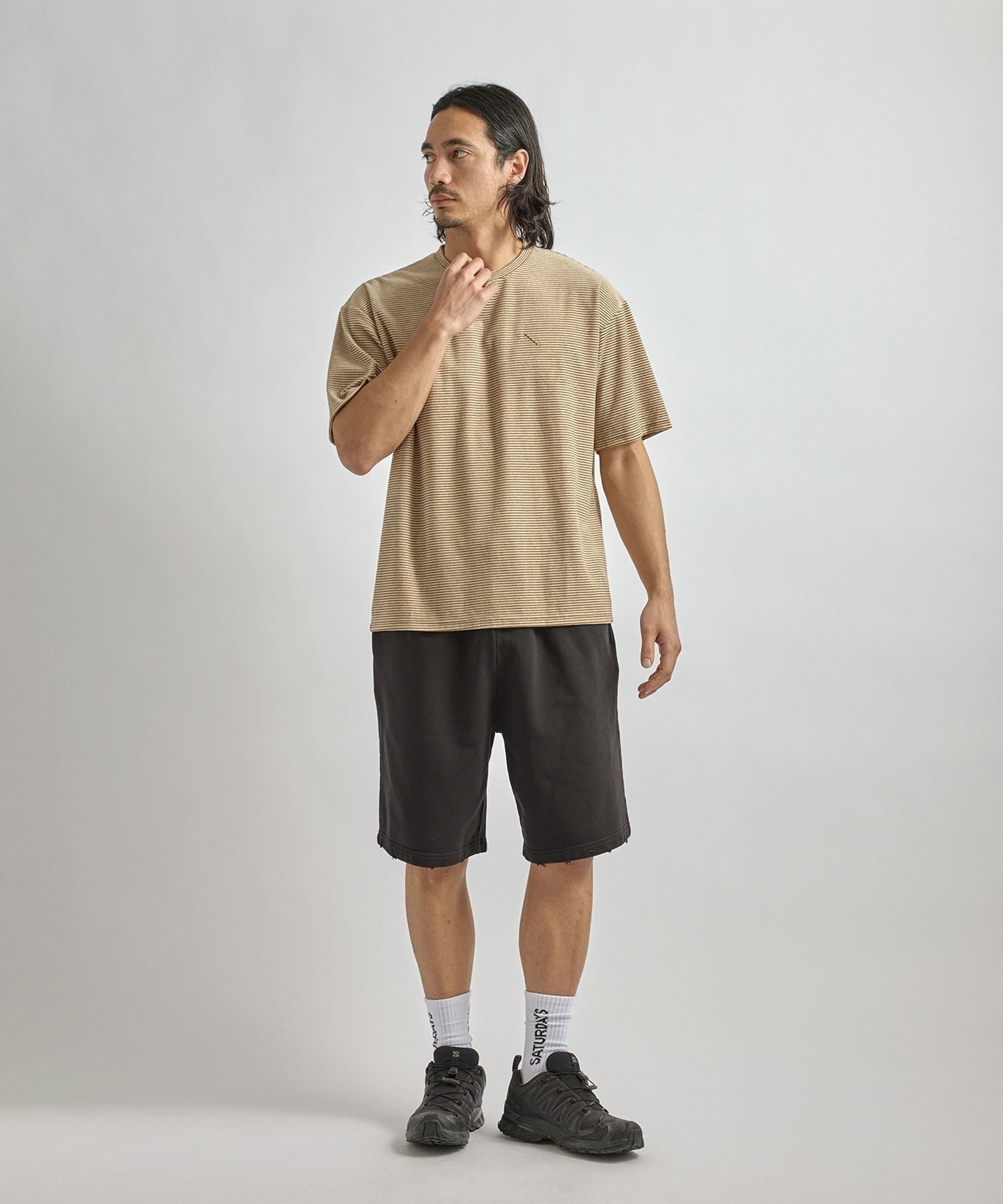 Velour Stripe Relaxed SS T-Shirt