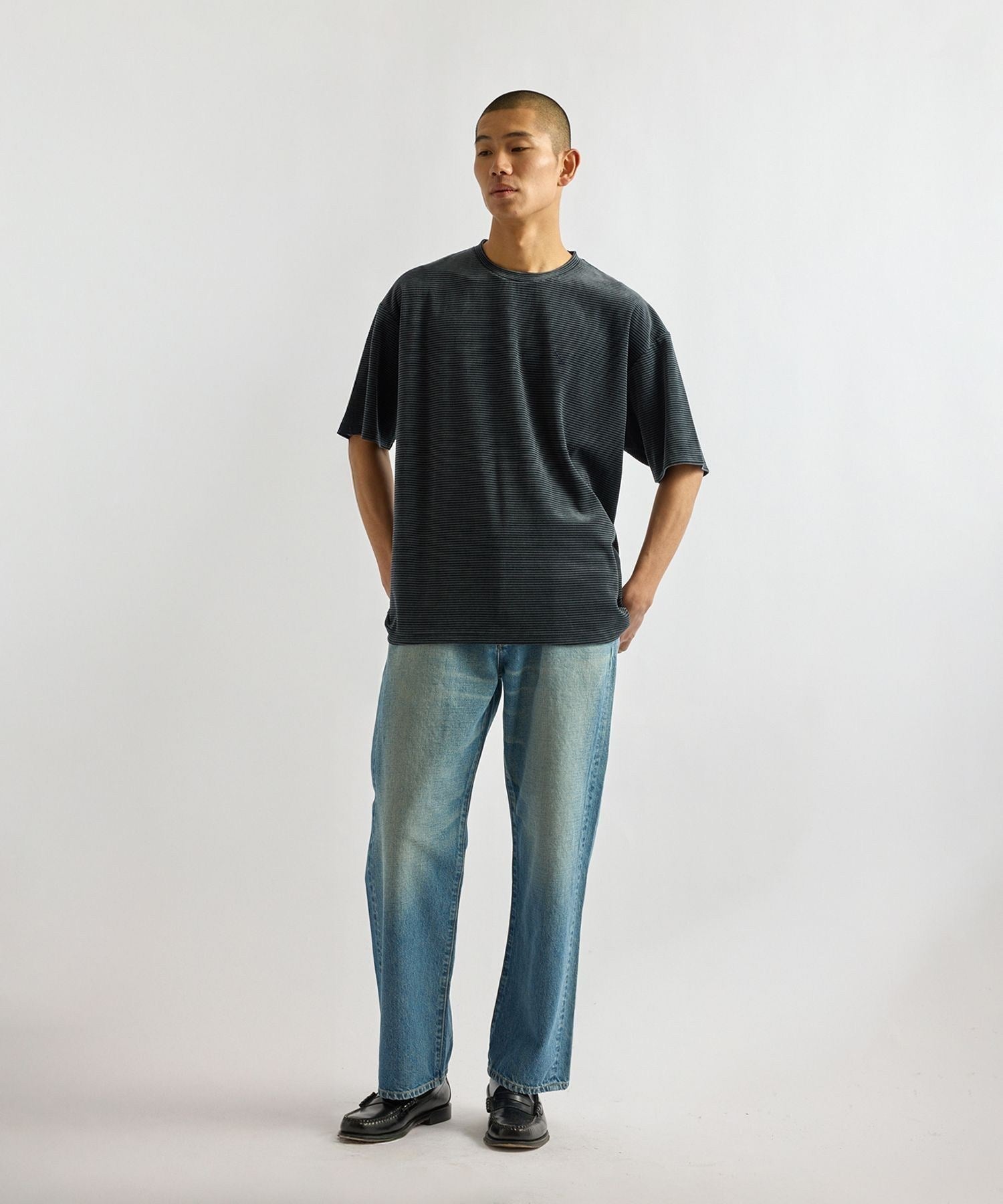 Velour Stripe Relaxed SS T-Shirt