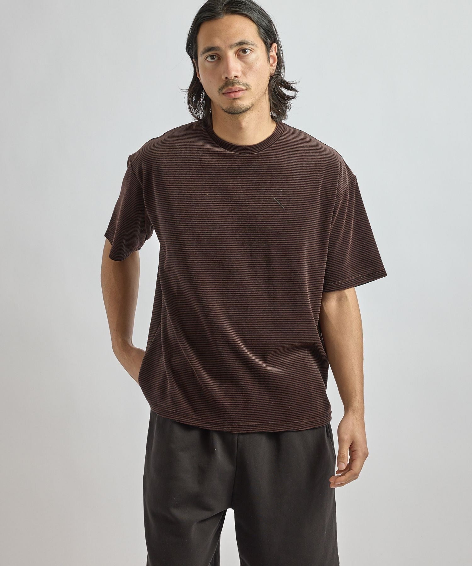 Velour Stripe Relaxed SS T-Shirt