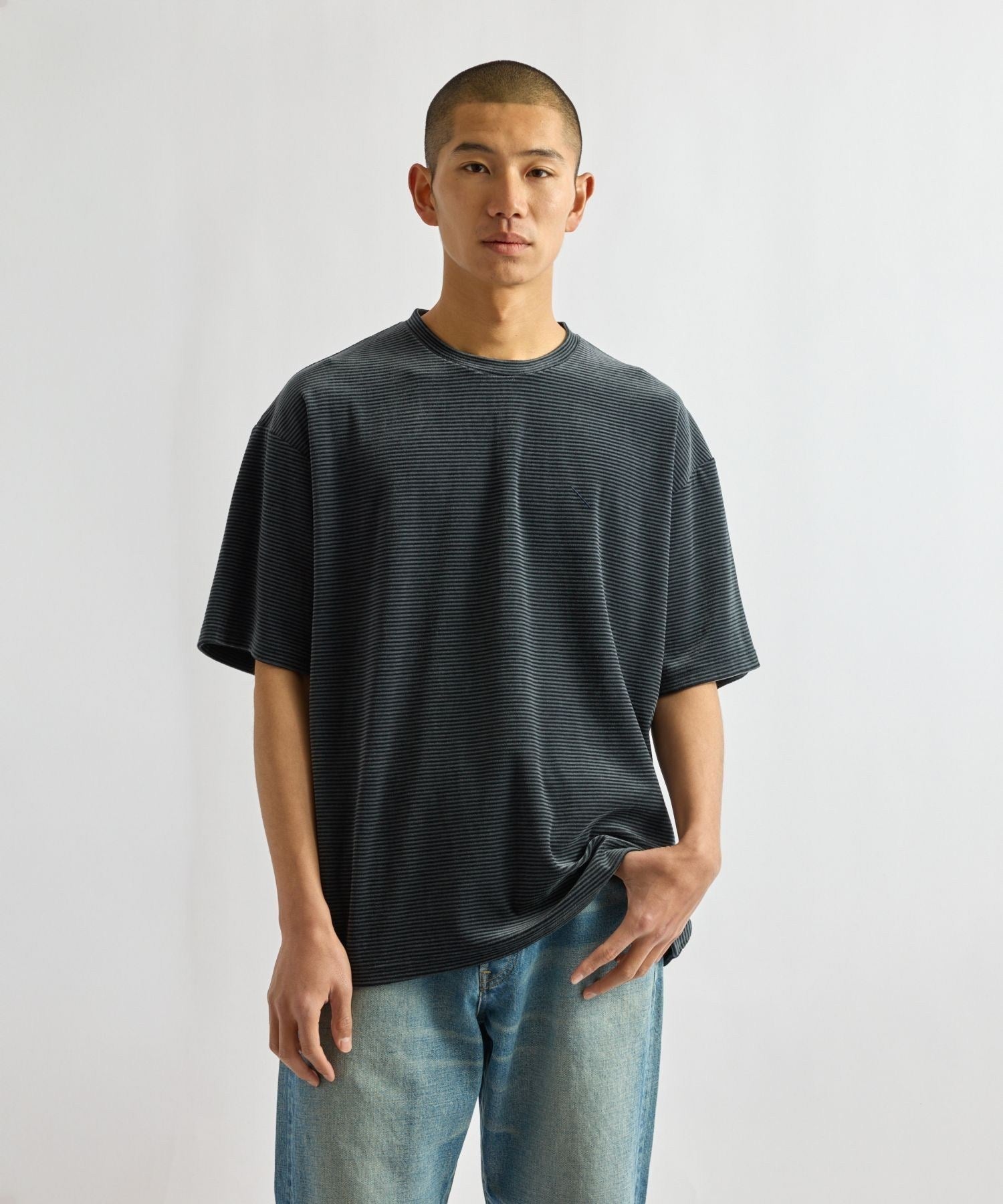 Velour Stripe Relaxed SS T-Shirt