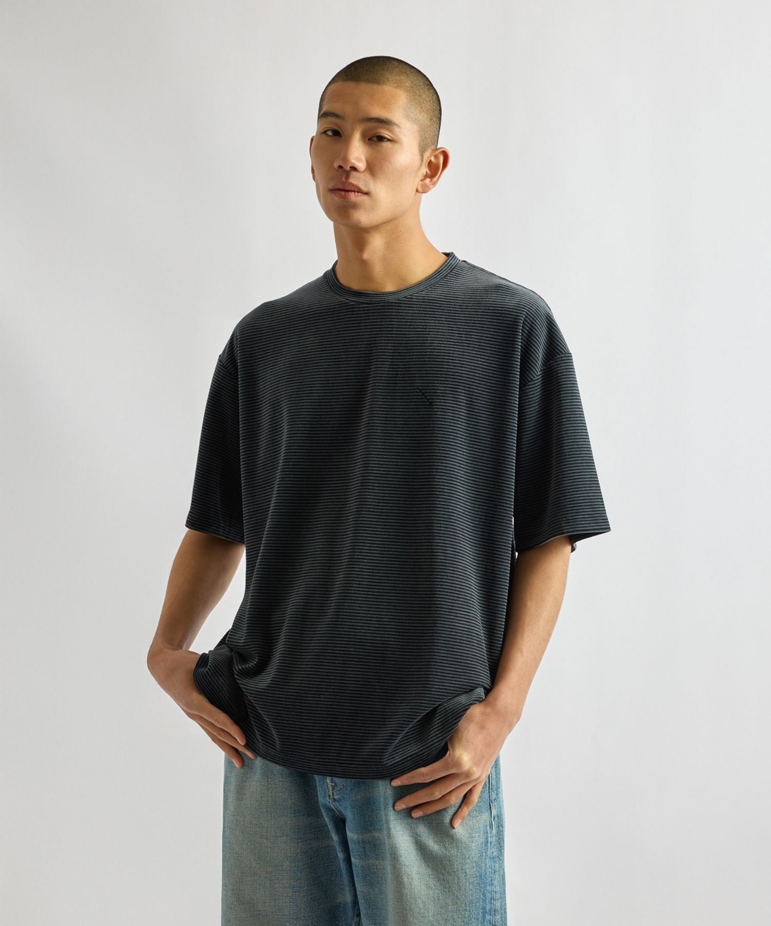 Velour Stripe Relaxed SS T-Shirt