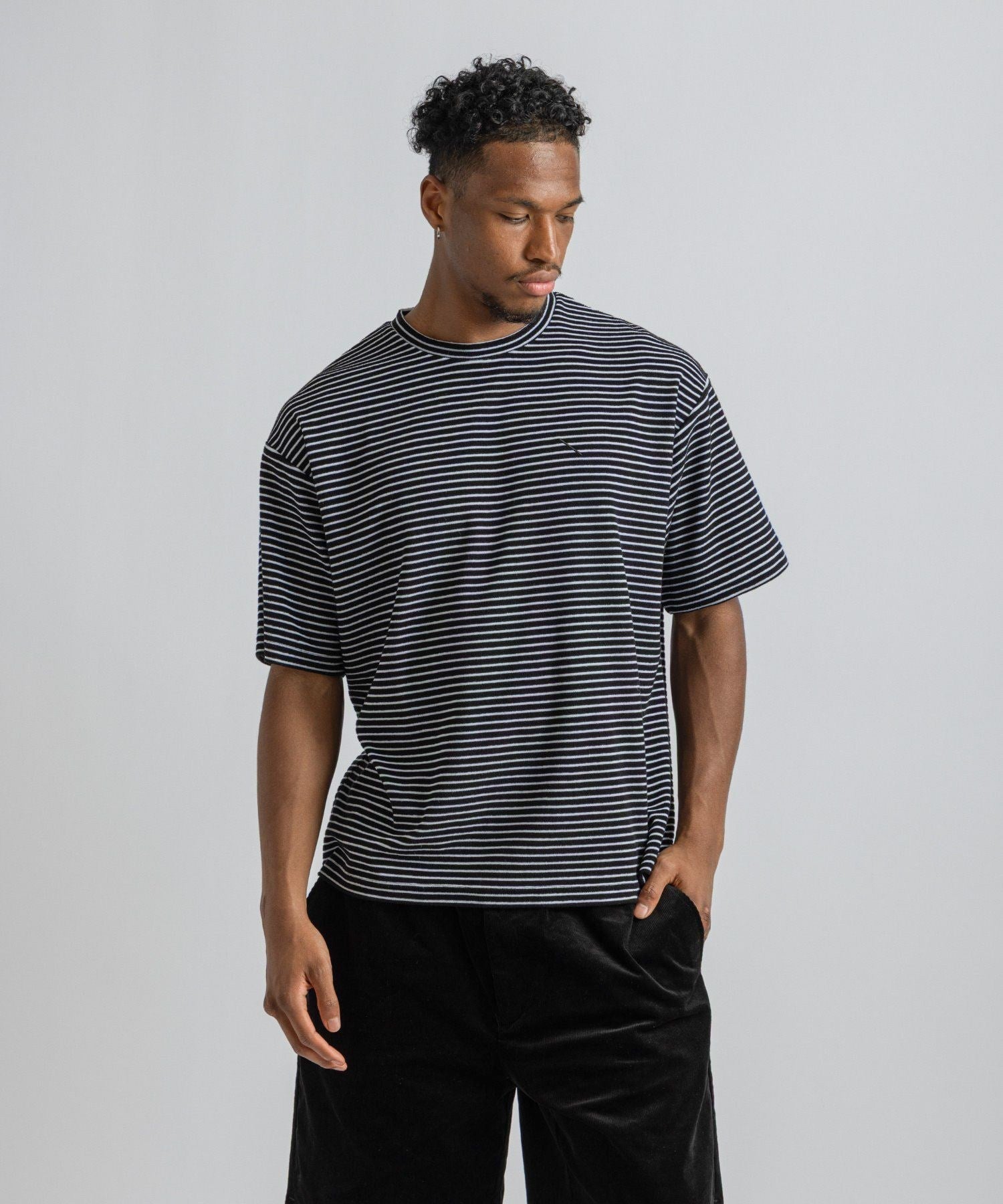 Brandon Striped Pile Relaxed SS Tee