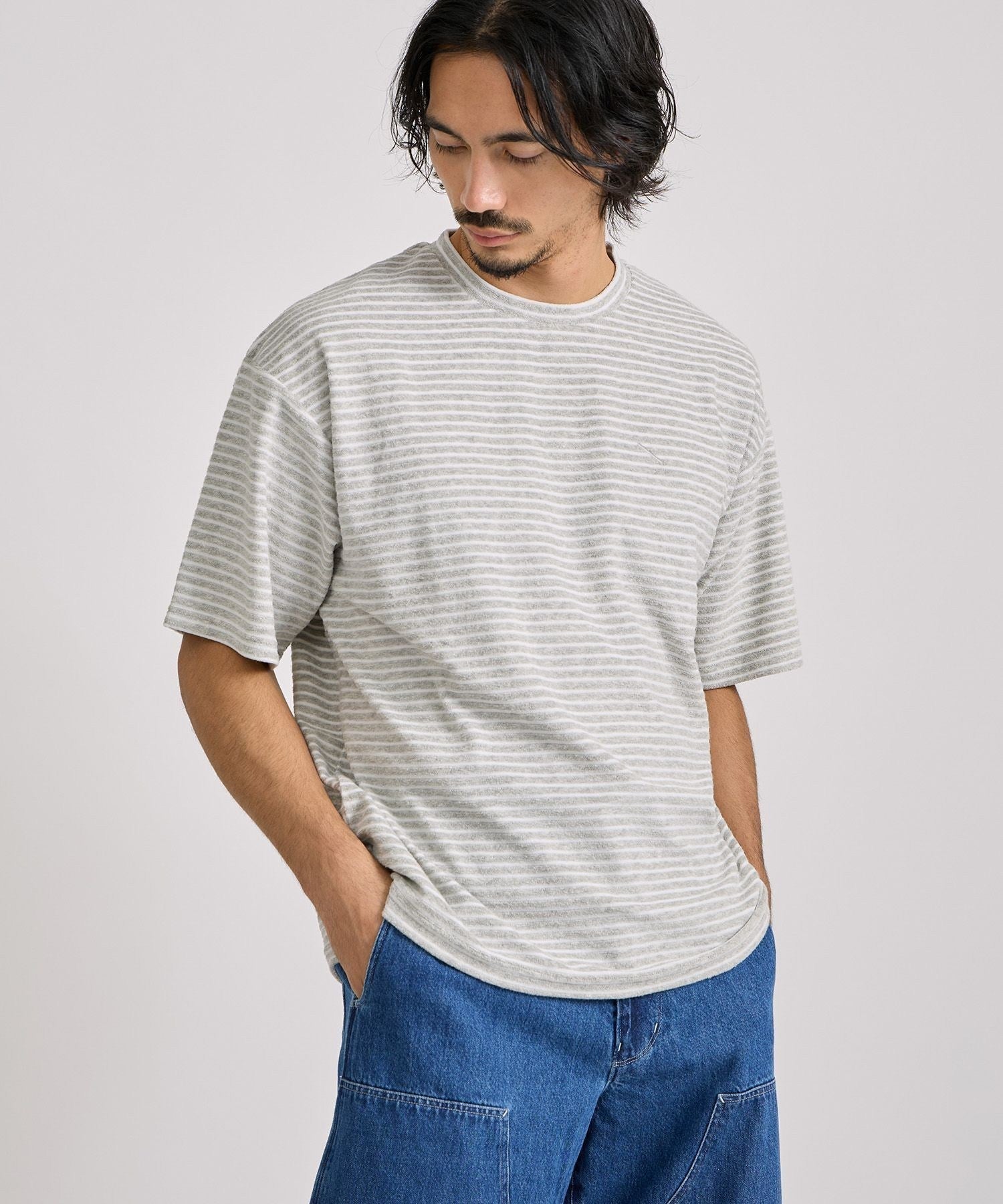 Brandon Striped Pile Relaxed SS Tee