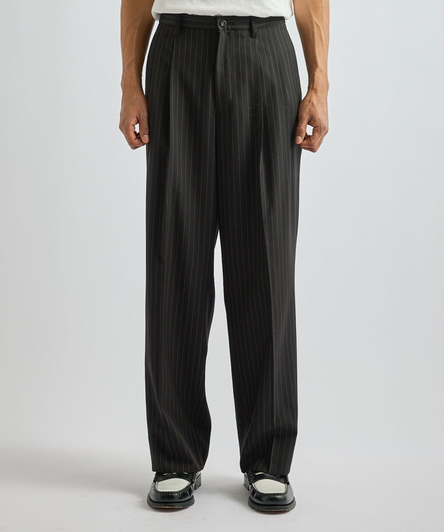 George Herringbone Stripe Two Tuck Pant