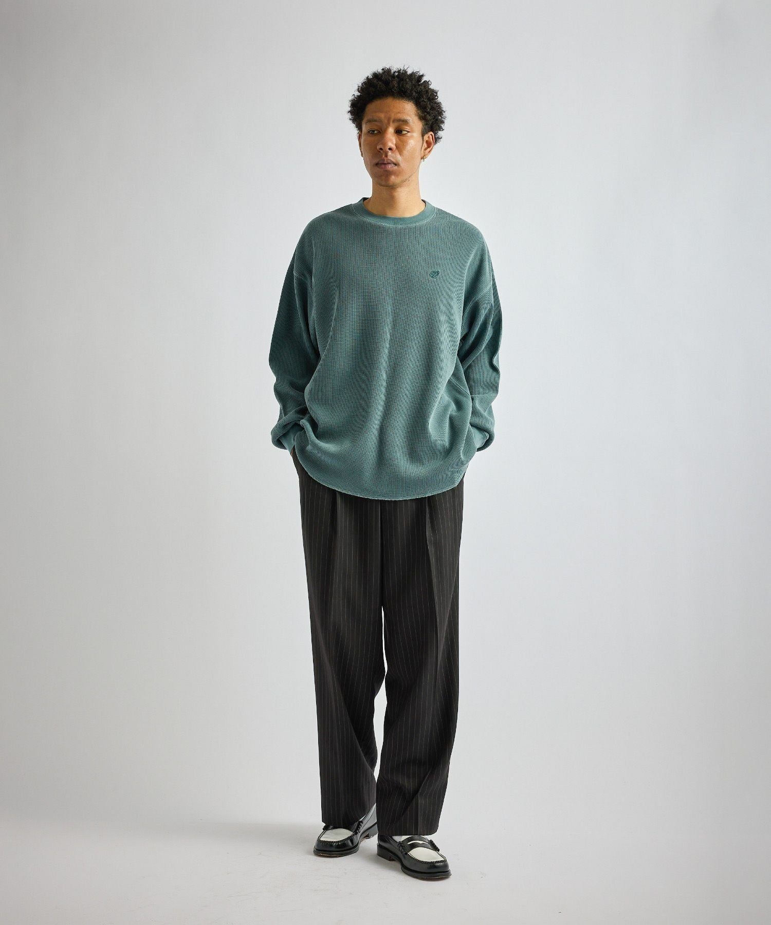 George Herringbone Stripe Two Tuck Pant