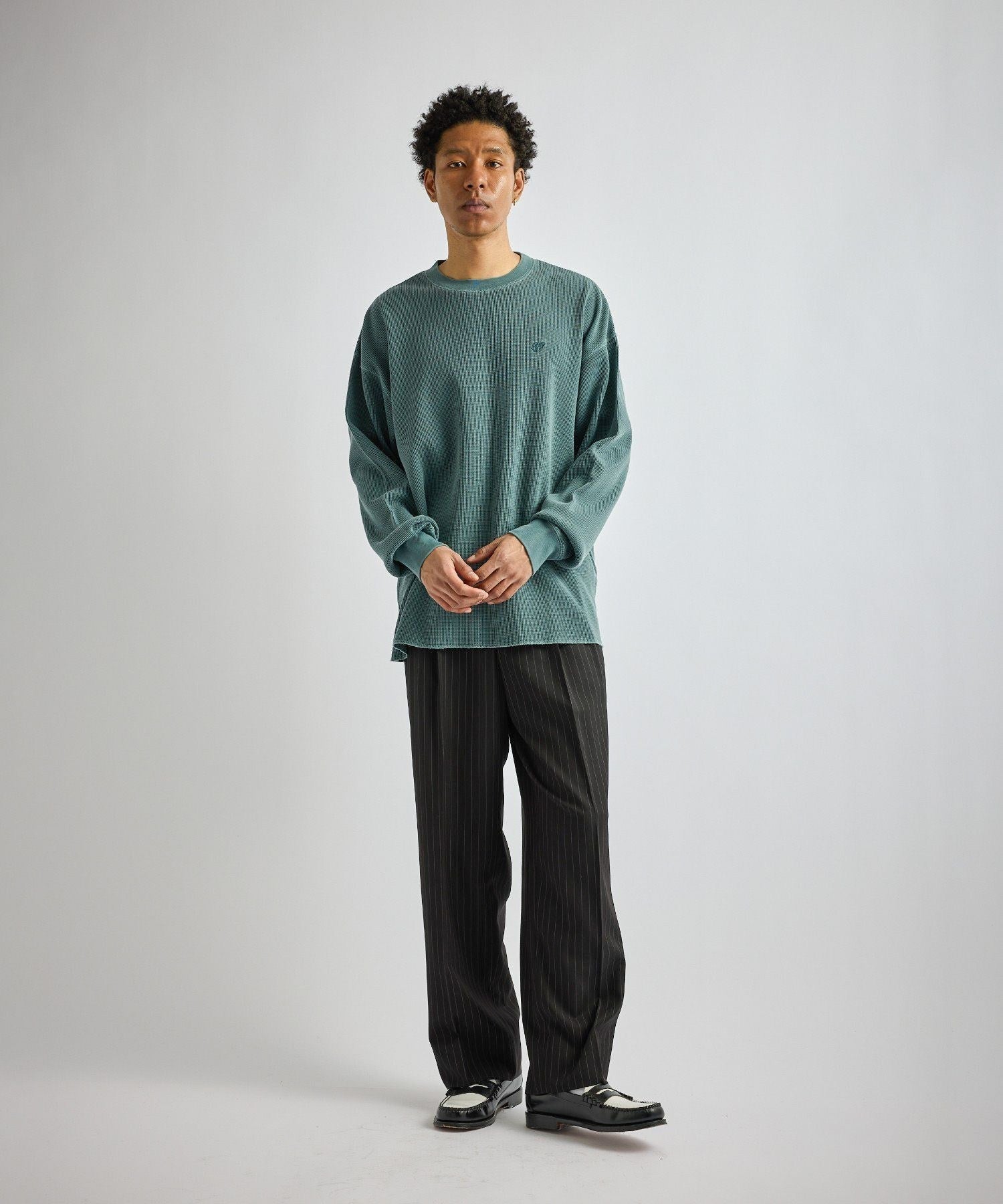 George Herringbone Stripe Two Tuck Pant