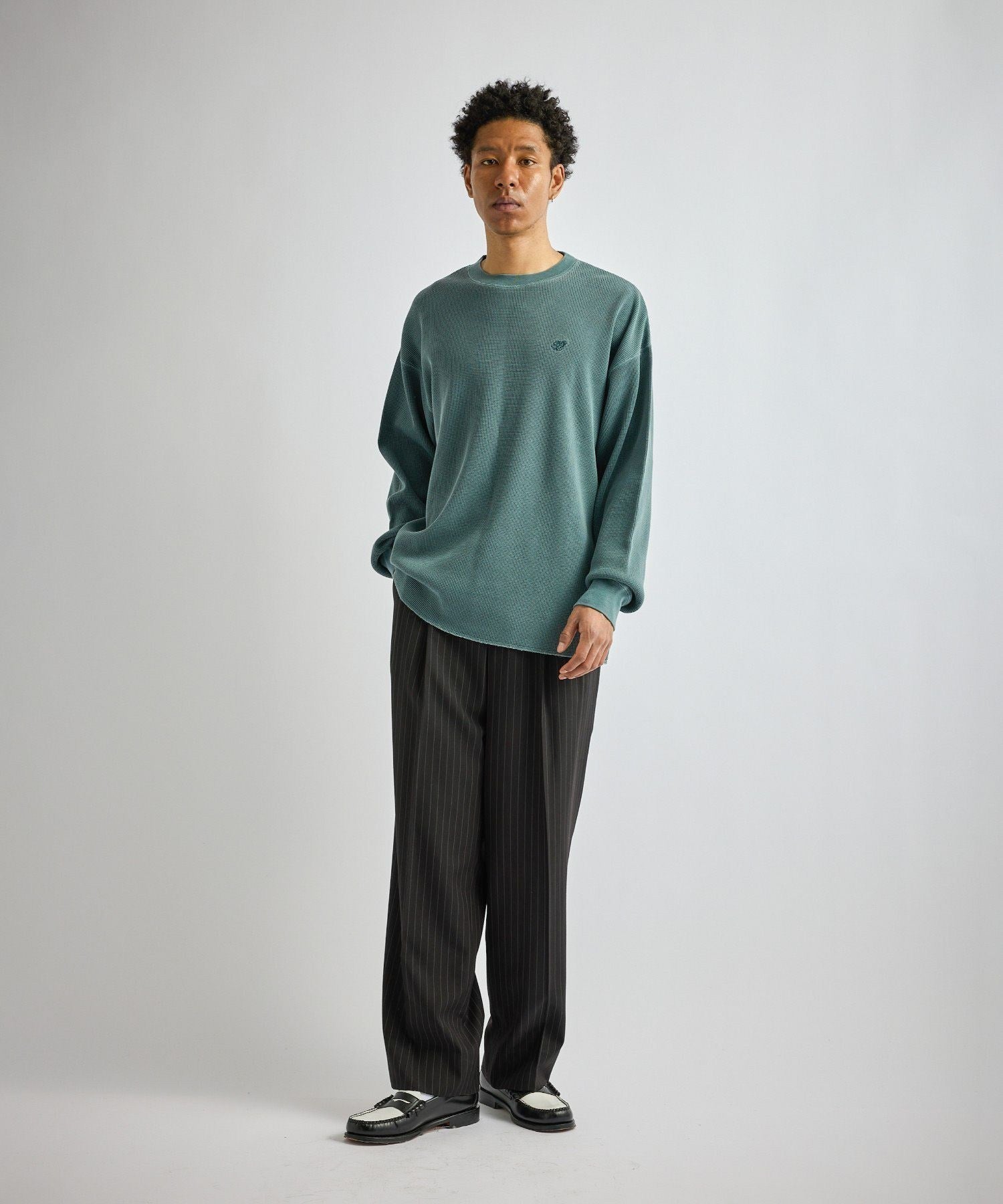 George Herringbone Stripe Two Tuck Pant