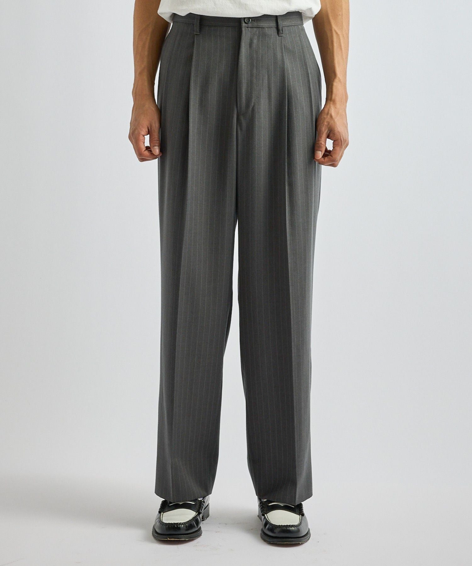 George Herringbone Stripe Two Tuck Pant