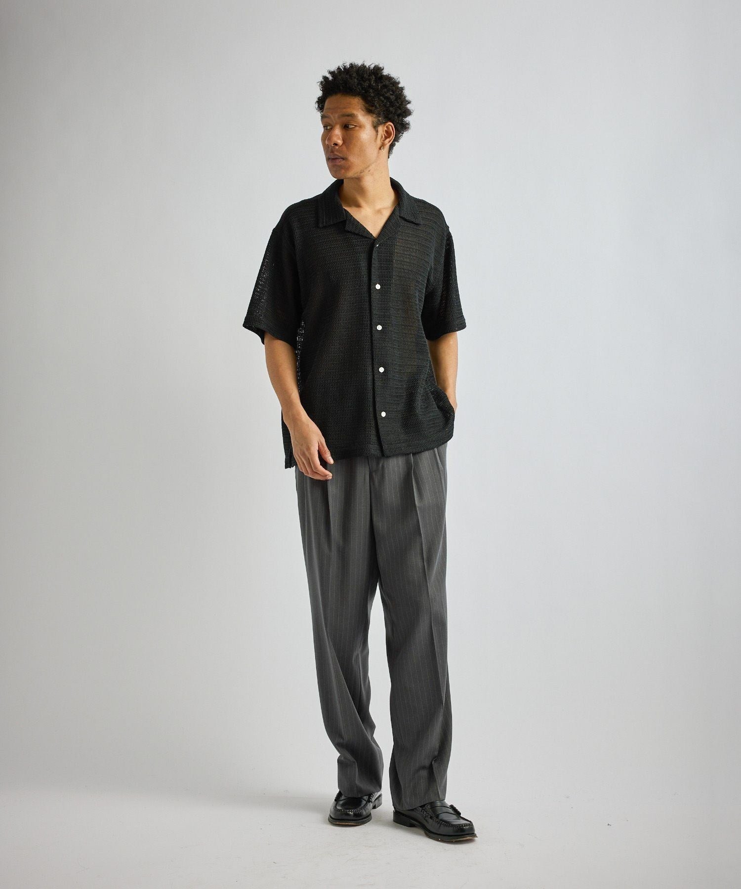 George Herringbone Stripe Two Tuck Pant