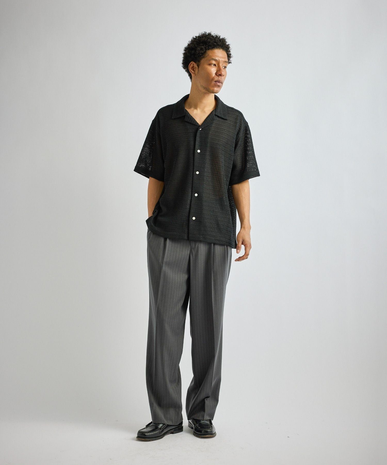 George Herringbone Stripe Two Tuck Pant