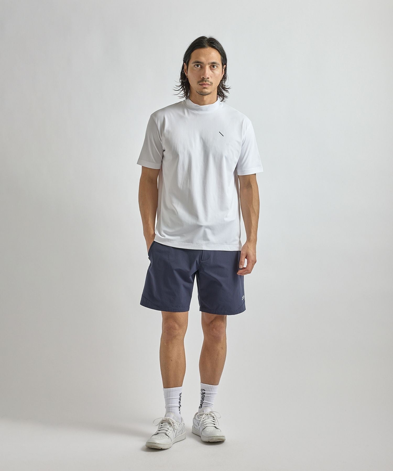 SS Dot Mesh Half Mockneck Shirt