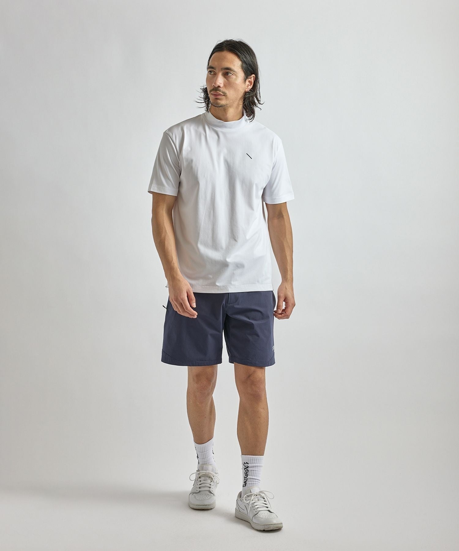 SS Dot Mesh Half Mockneck Shirt