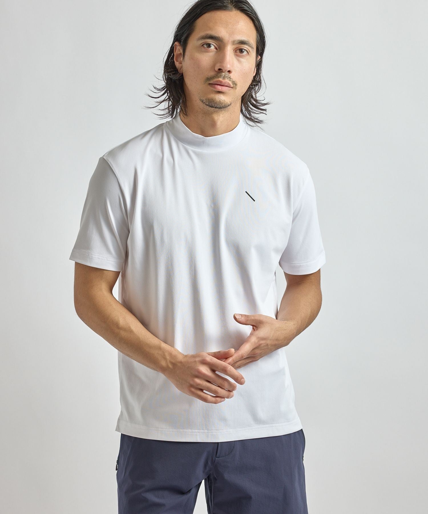 SS Dot Mesh Half Mockneck Shirt
