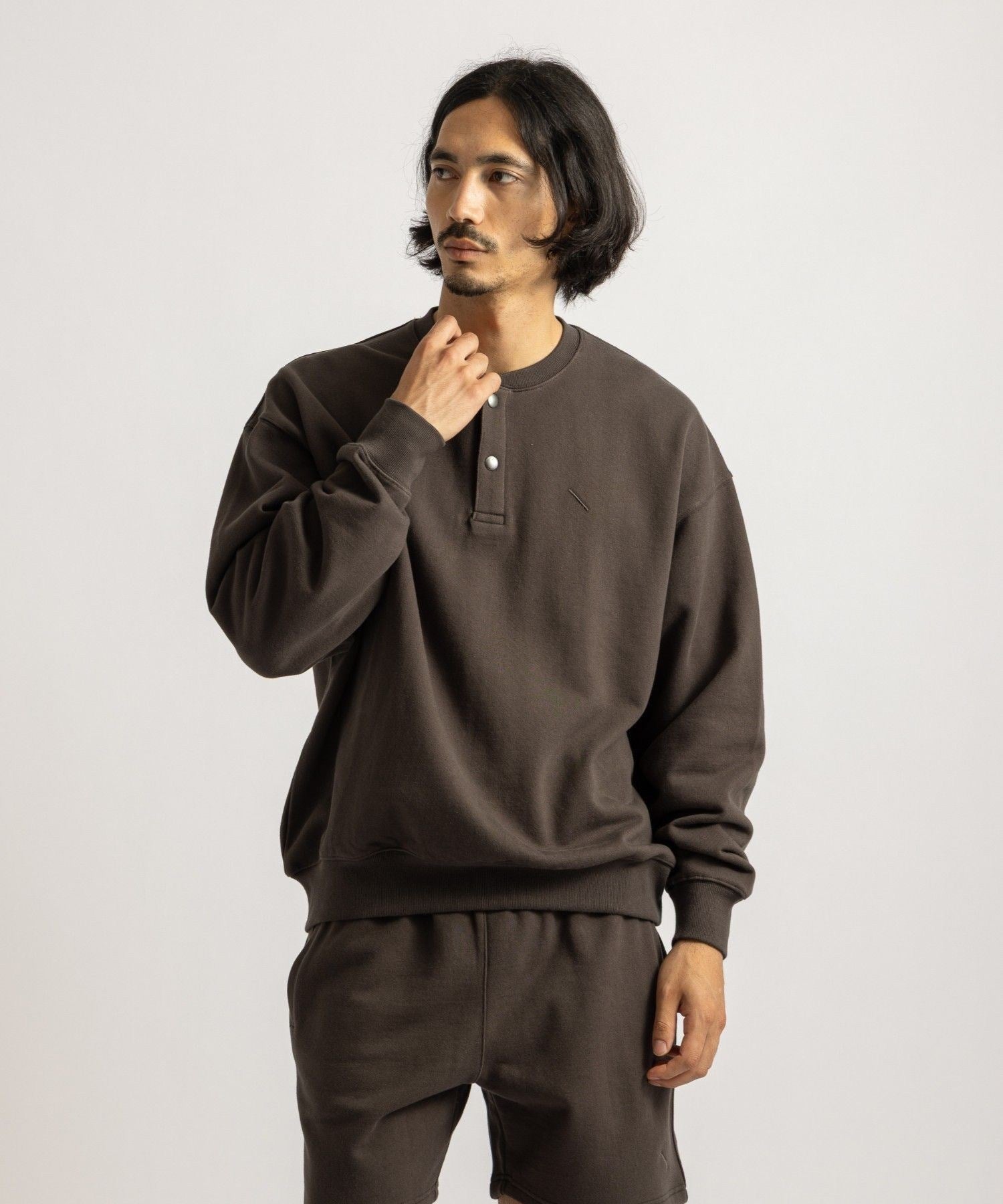 Bowery Henley Neck Sweatshirt