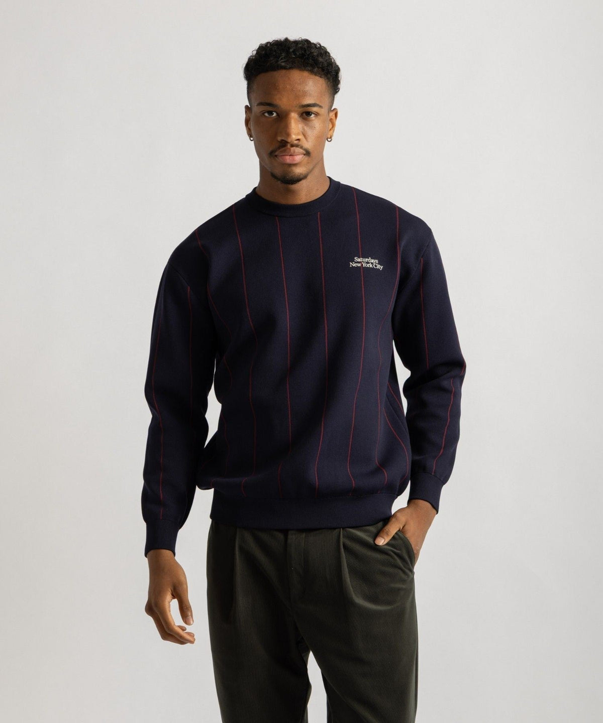 Jacquard Stripe Crewneck Knit