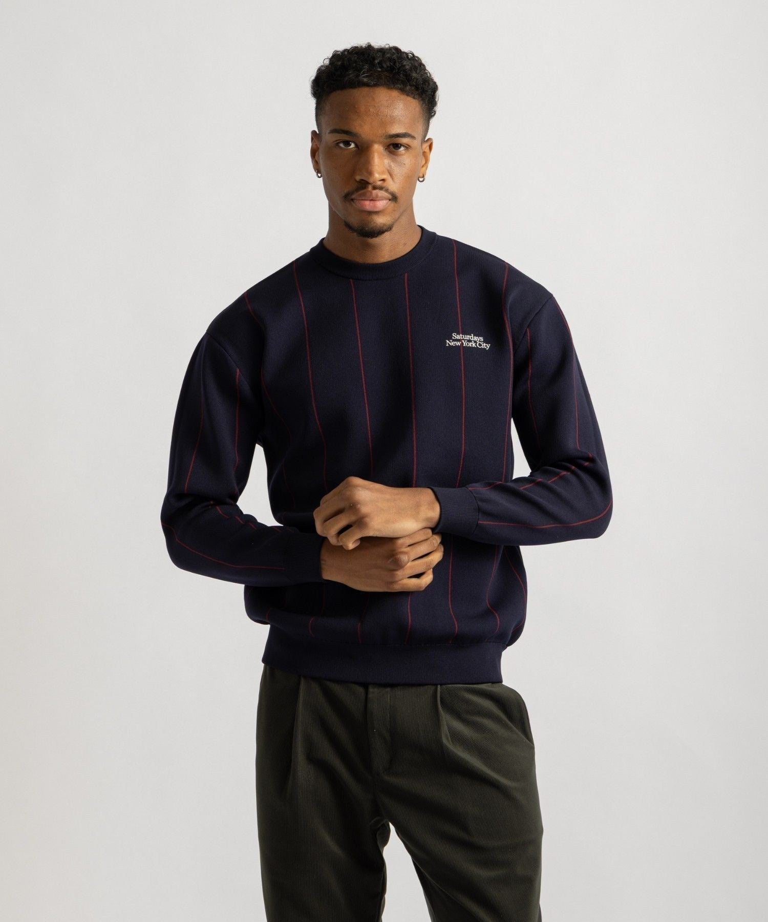 Jacquard Stripe Crewneck Knit