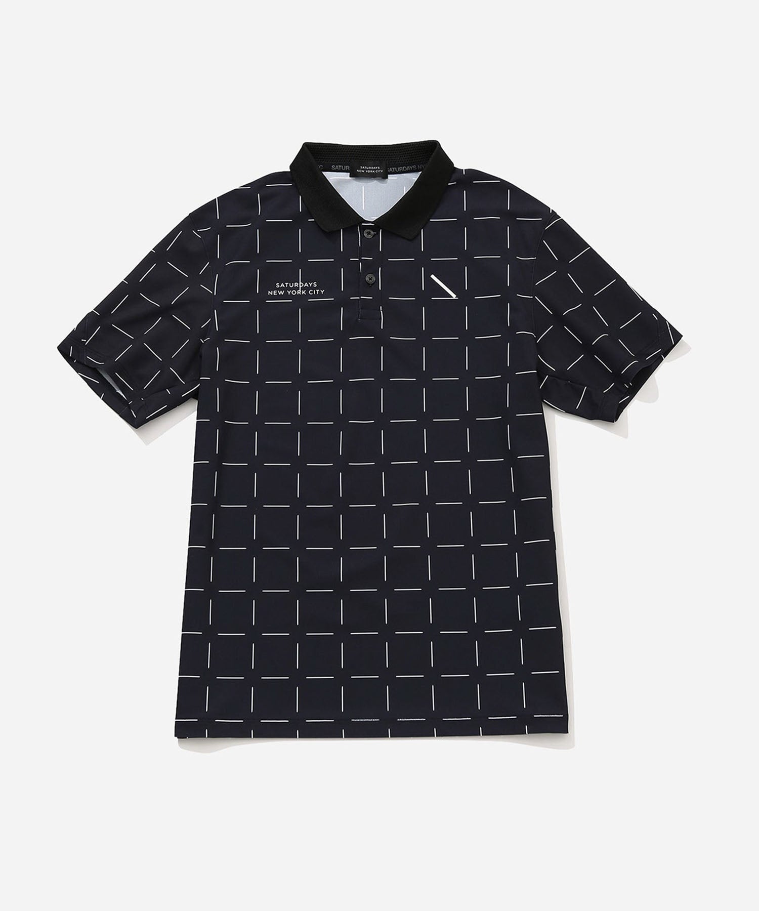 High Gauge Pique Performance Mock Square Check Polo | Saturdays