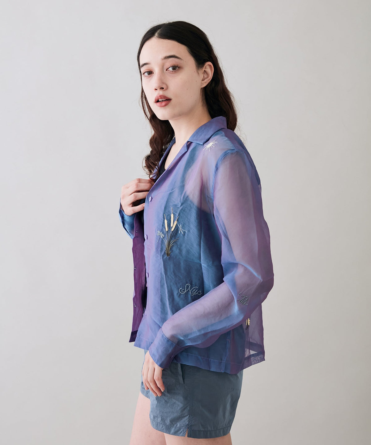 Crys Sheer Emb Shirt