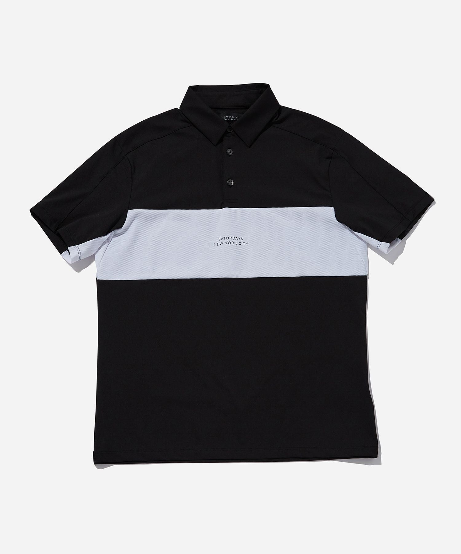 SATURDAYS NYC ブラックポロシャツ Switching Poloshirt | Saturdays
