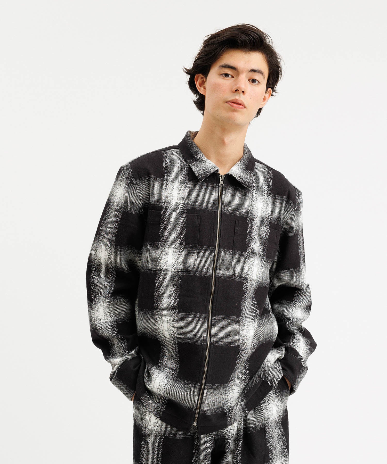 Ryan Zip Front Plaid Flannel Shirt | Saturdays NYC Japan