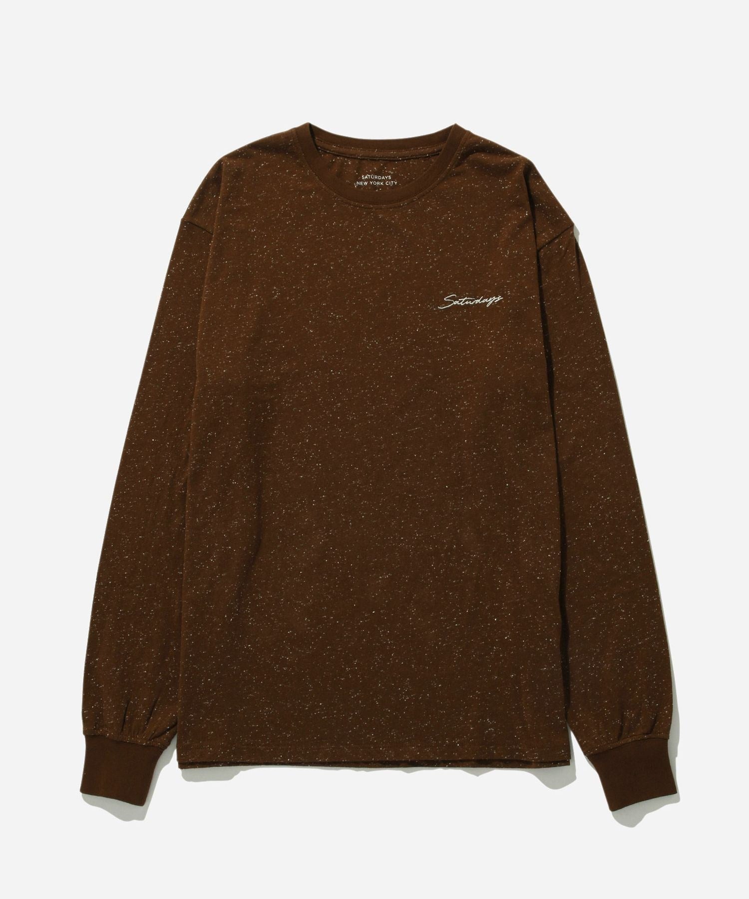 SPECKLED CHAIN SCRIPT EMB LS TEE