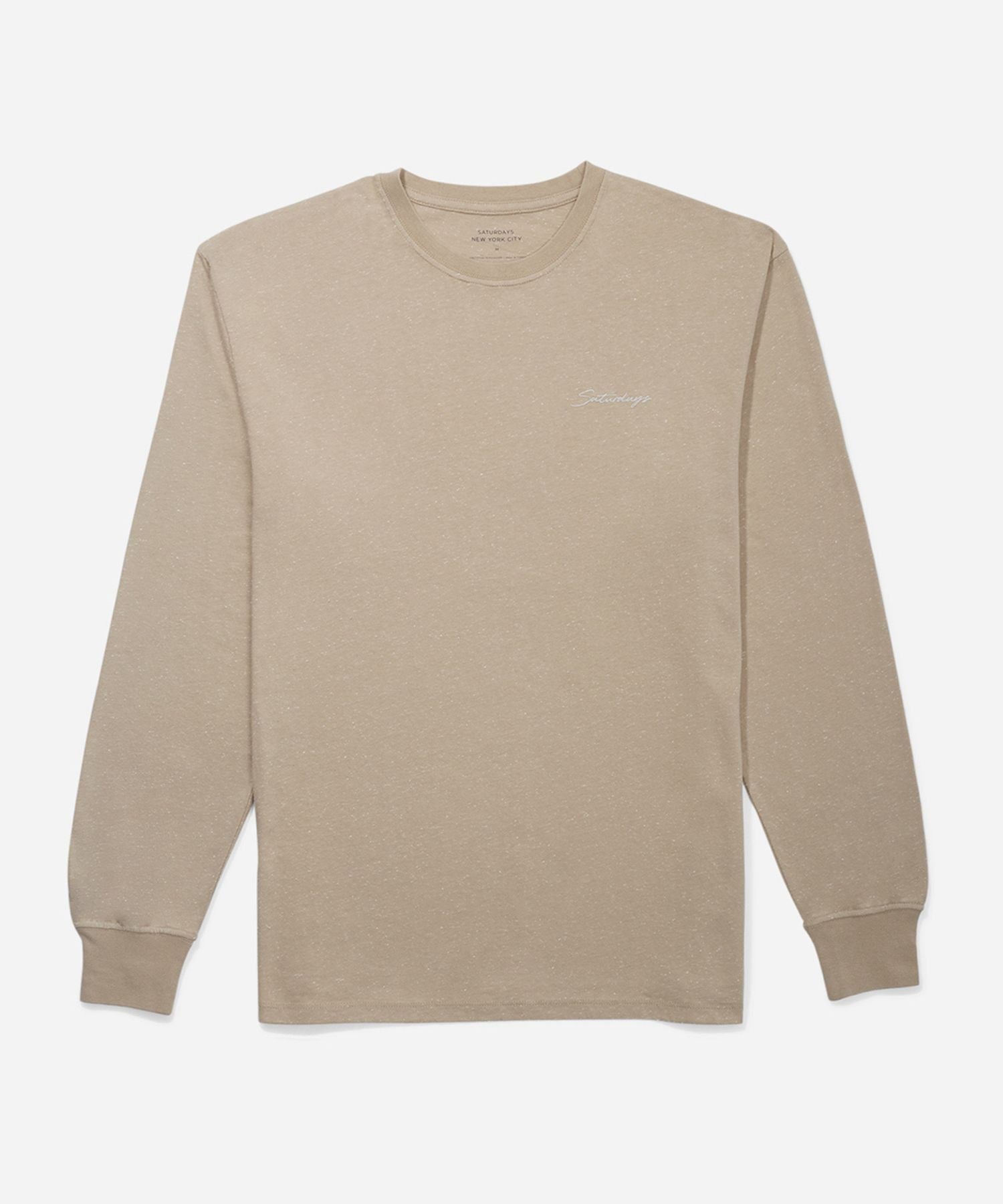SPECKLED CHAIN SCRIPT EMB LS TEE