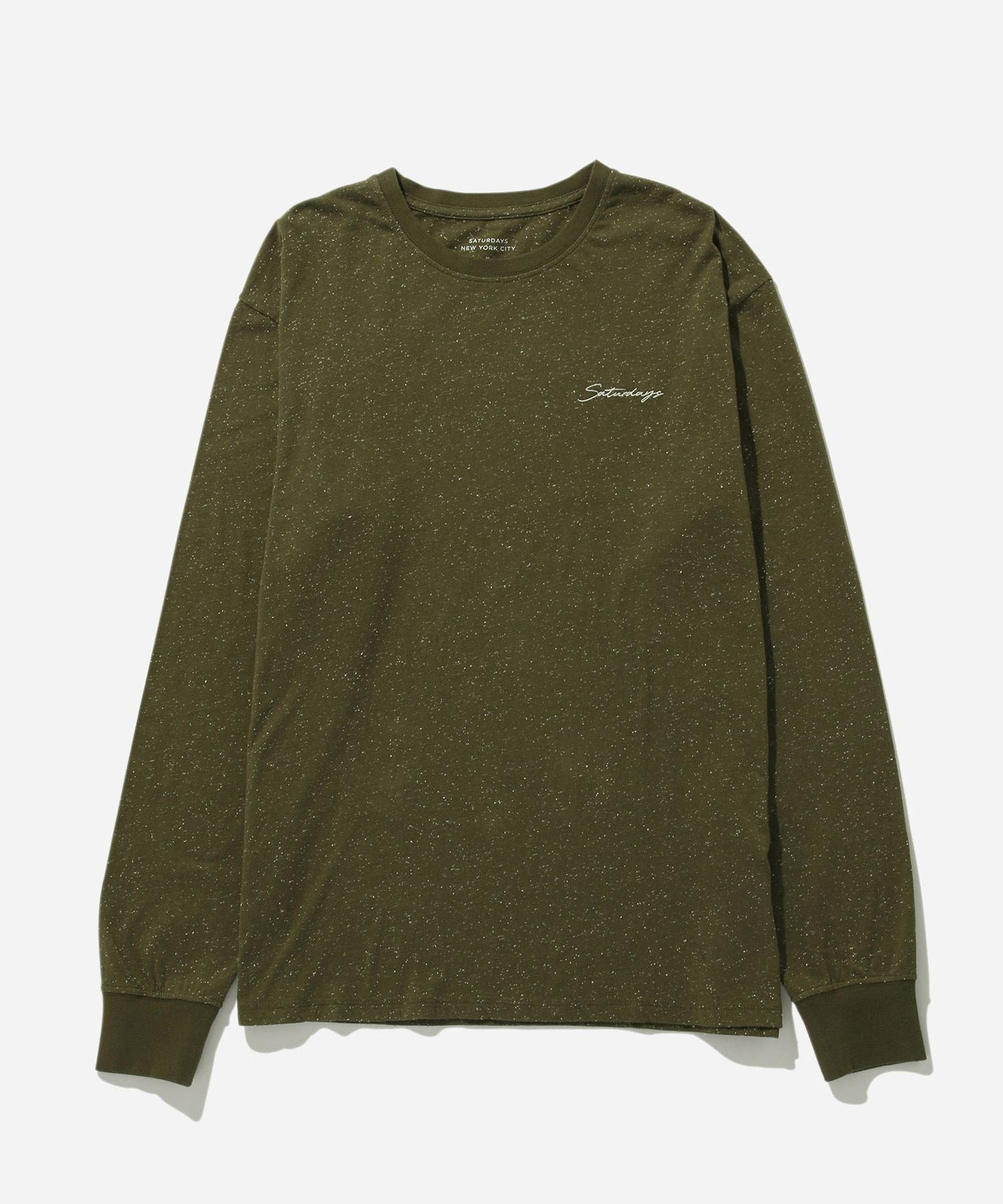 SPECKLED CHAIN SCRIPT EMB LS TEE